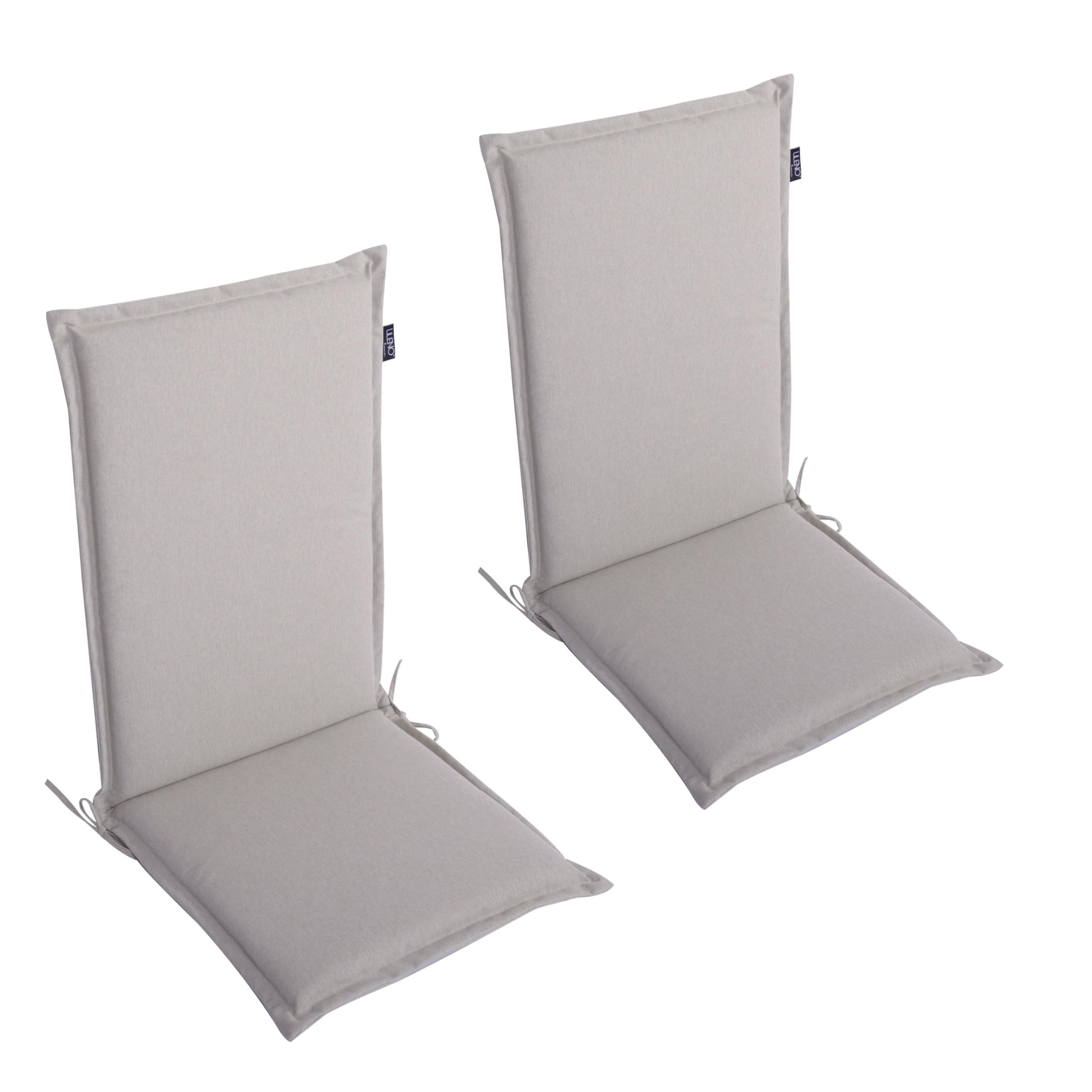 LILENO HOME MALT Garden Chair Cushions Set of 2 High-Backed Cream Comfortable Loungers for Garden Furniture - Chair Cushions for Garden Chairs and Folding Chairs