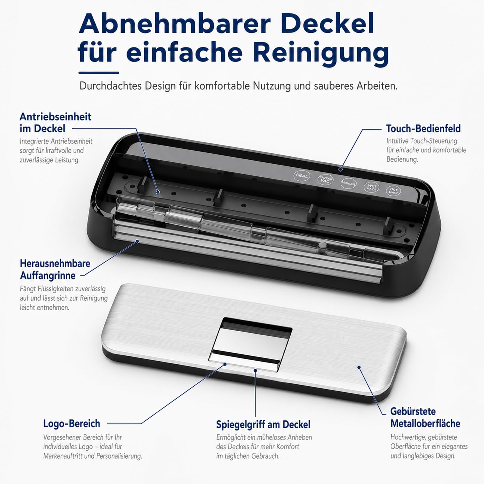Envasadora al Vacío para Alimentos, Selladora al Vacío Automática con 15 Bolsas, Máquina de Sellado para Alimentos Secos y Húmedos, Vacuum Sealer con Doble Bomba y Sellado de 31 cm