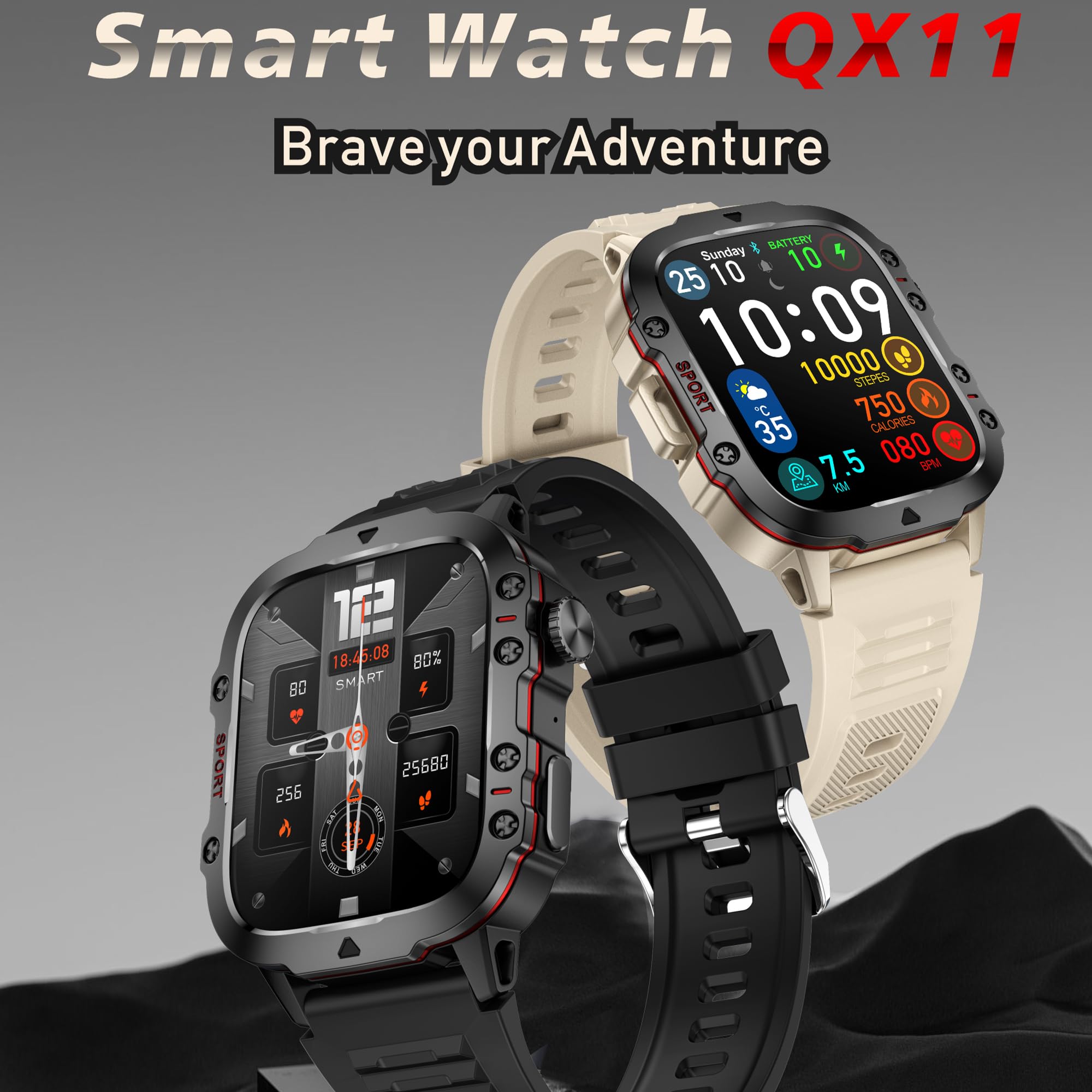 Reloj inteligente AMOLED de 1,96 pulgadas para hombre con función de teléfono, batería de 420 mAh, reloj deportivo con Bluetooth llamadas con monitor de sueño, podómetro, resistente al agua 5 ATM