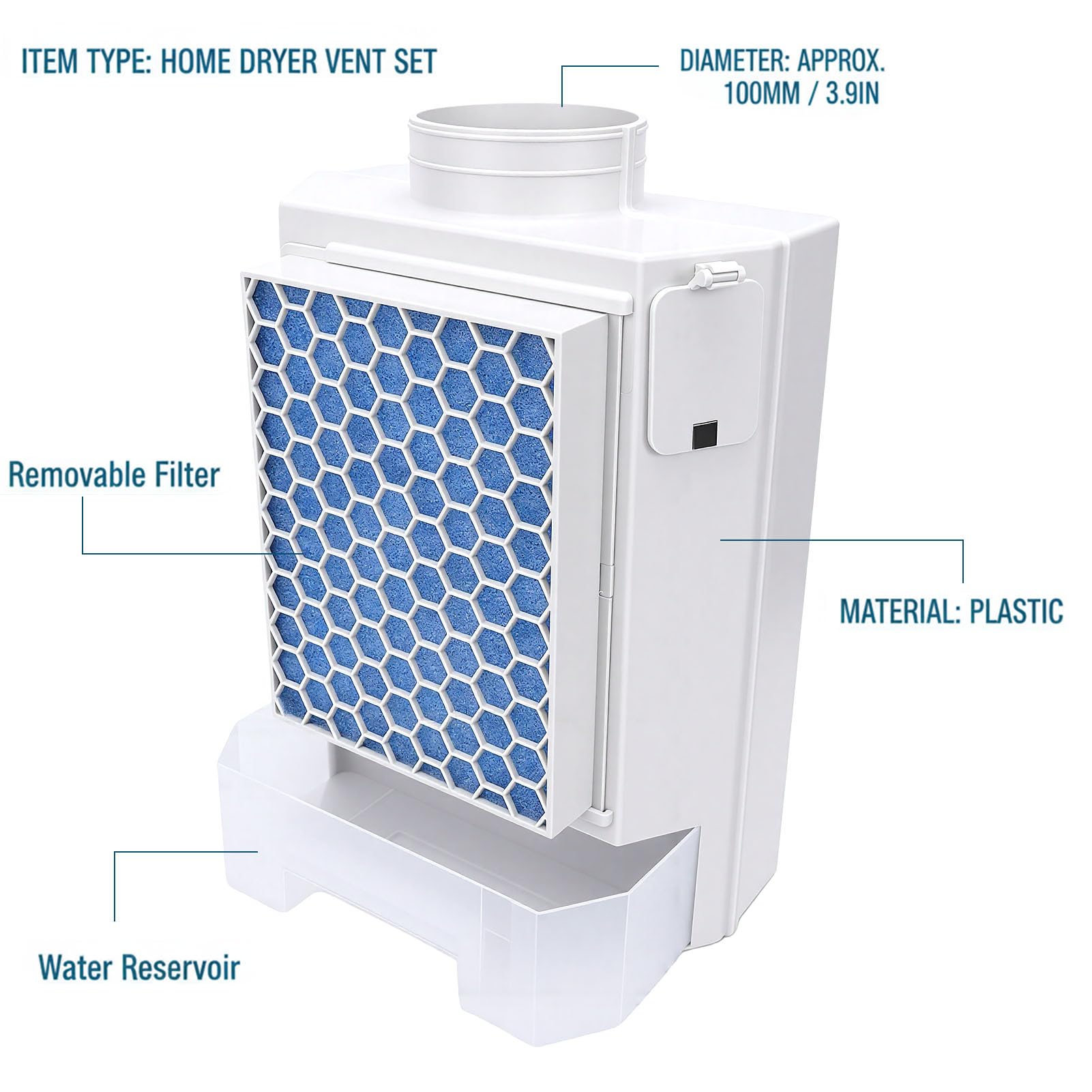 Generic Conjunto de Ventilación para Secadora Doméstica Protección Eficiente de Componentes de Filtro de Poliéster para Lavandería Más Limpia 4 Pulgadas para Secadora Eléctrica Escape de Aire Uso en
