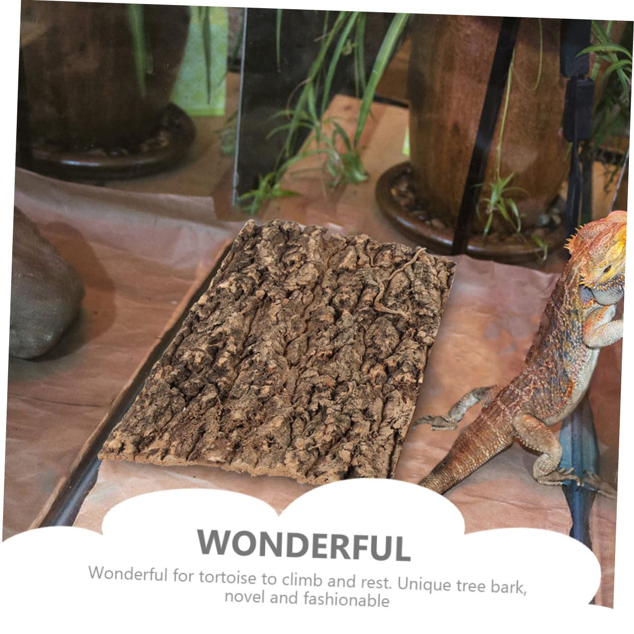 Toddmomy 3pcs Reptile Bark Mount Vivarium Decoration Artificial Reptile Platform Reptile Wooden Cork Tile Bark Tiles Indoor Plants Access Mat Decorate Terrarium Tree Bark Animal 3d Hamster - Image 4