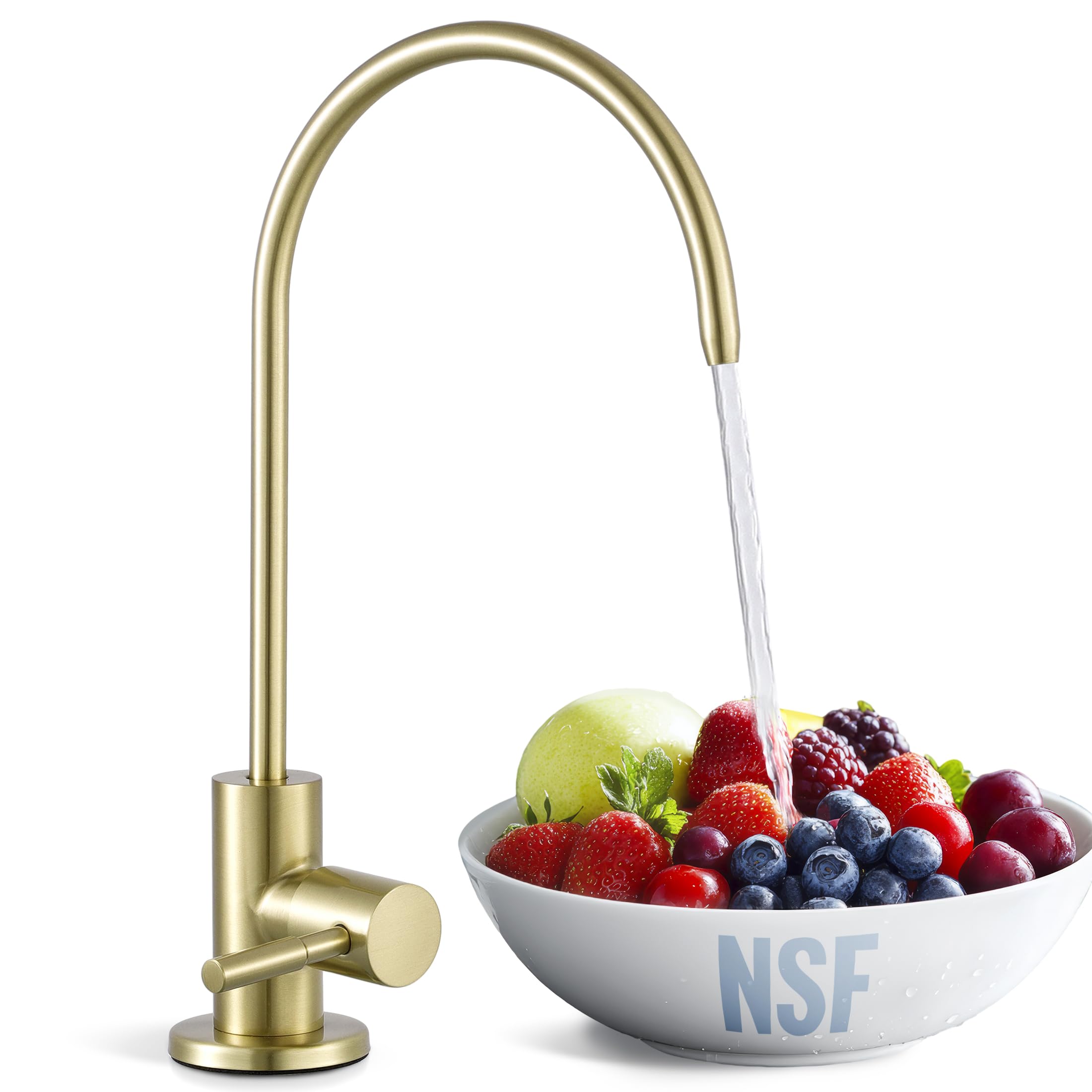 KES RO Faucet Water Filter Faucet Non-Air-Gap Drinking Water Beverage Faucets for Reverse Osmosis Systems Filtration System 304 Stainless Steel Brushed Gold, Z504CLFF18-BZ