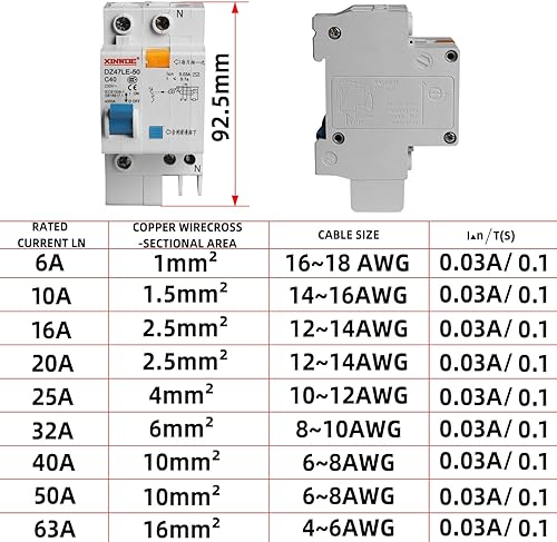 Miniatura 7 de Aopin Disyuntor miniatura de bajo voltaje DZ47-63 Montaje en carril DIN, interruptor de corriente residual, interruptor de corriente residual,