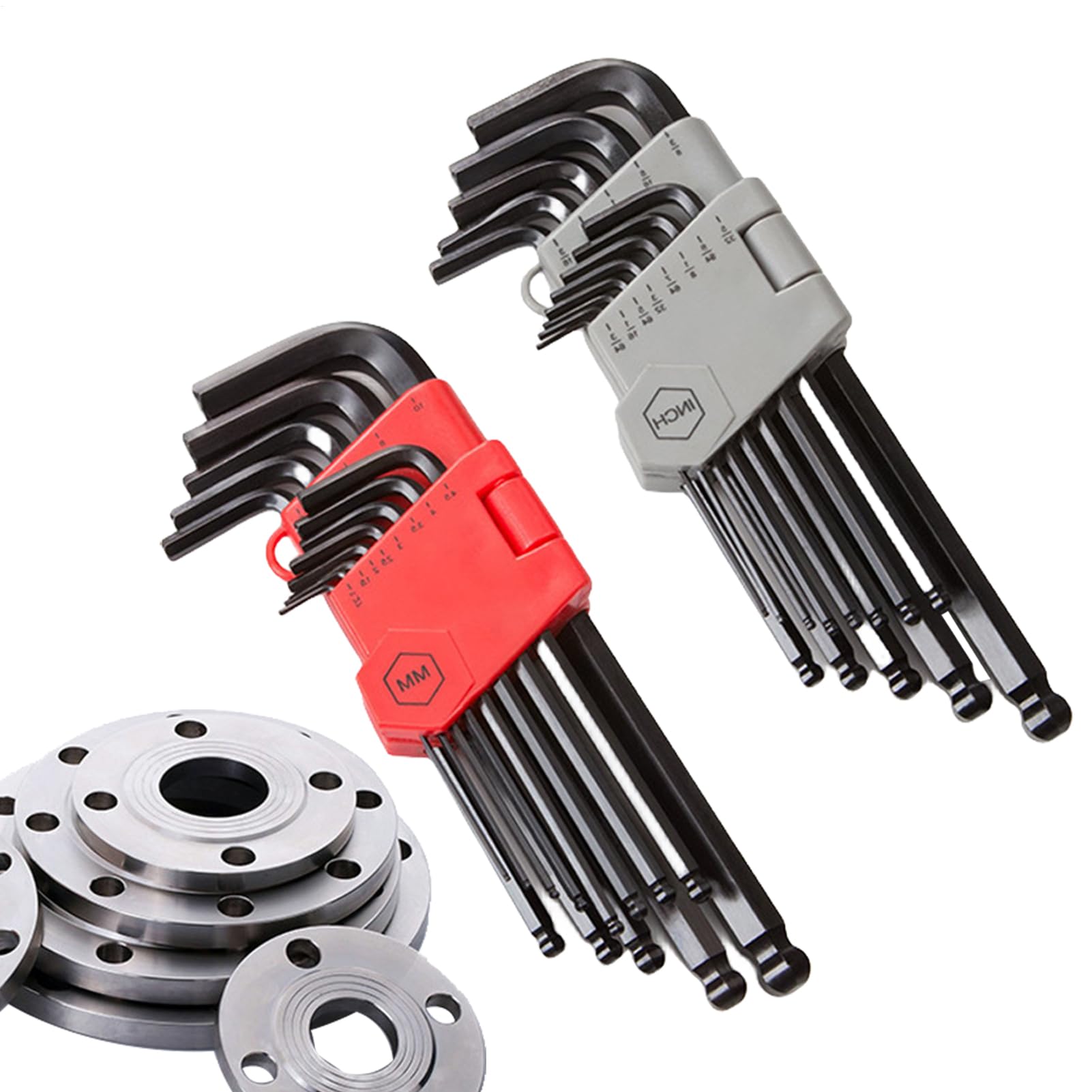 Allen Key Set, Ball End Metric L Shape Long, Inch/Metric L Handle Allen Wrench 26pc, for Motorcycle Vehicle Furniture Mechanical