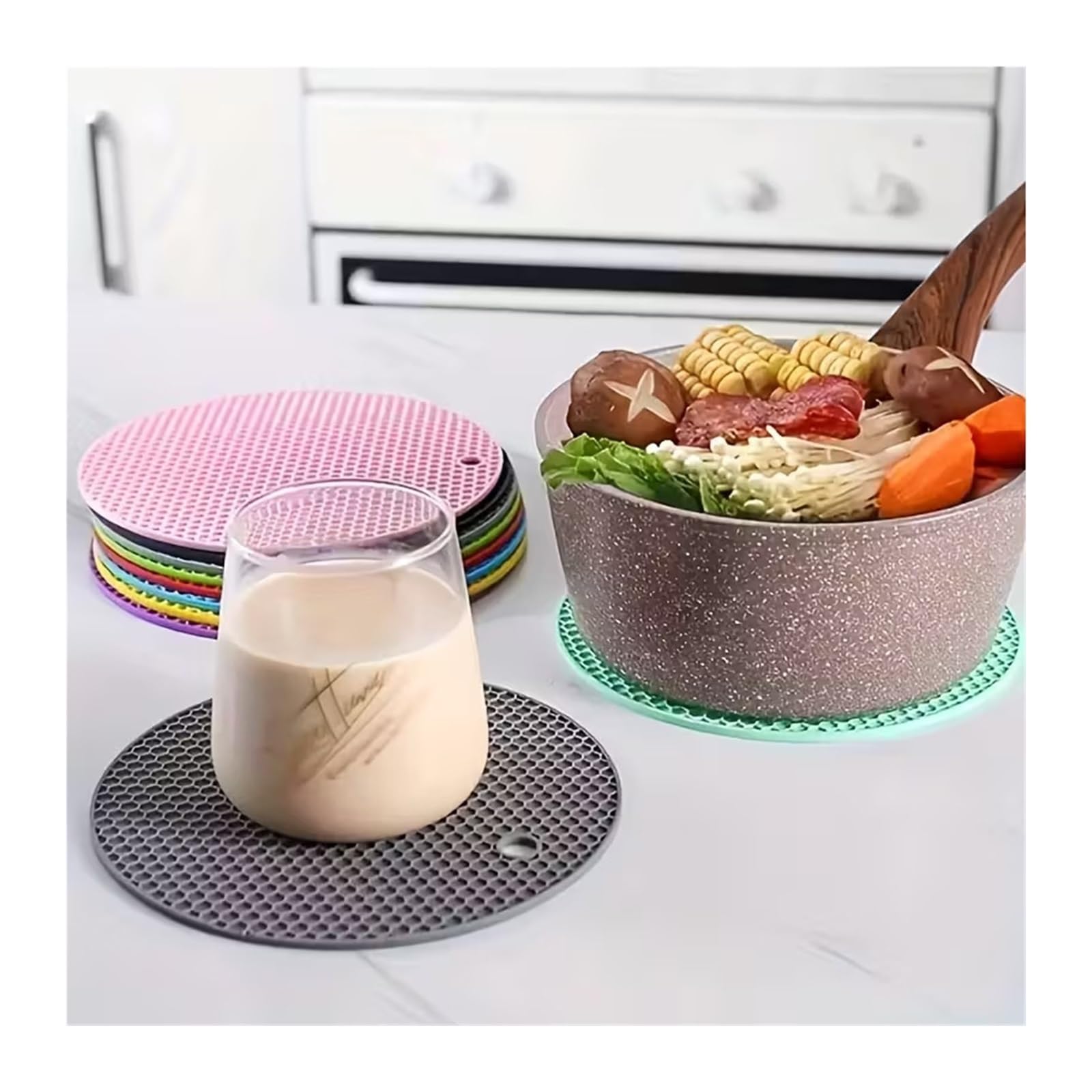 Sottopentola Da Cucina Rotondi 10 Pezzi/set, Tappetino Resistente Al Calore for La Protezione Del Tavolo Sotto Pentole E Stoviglie Calde Per Cucina