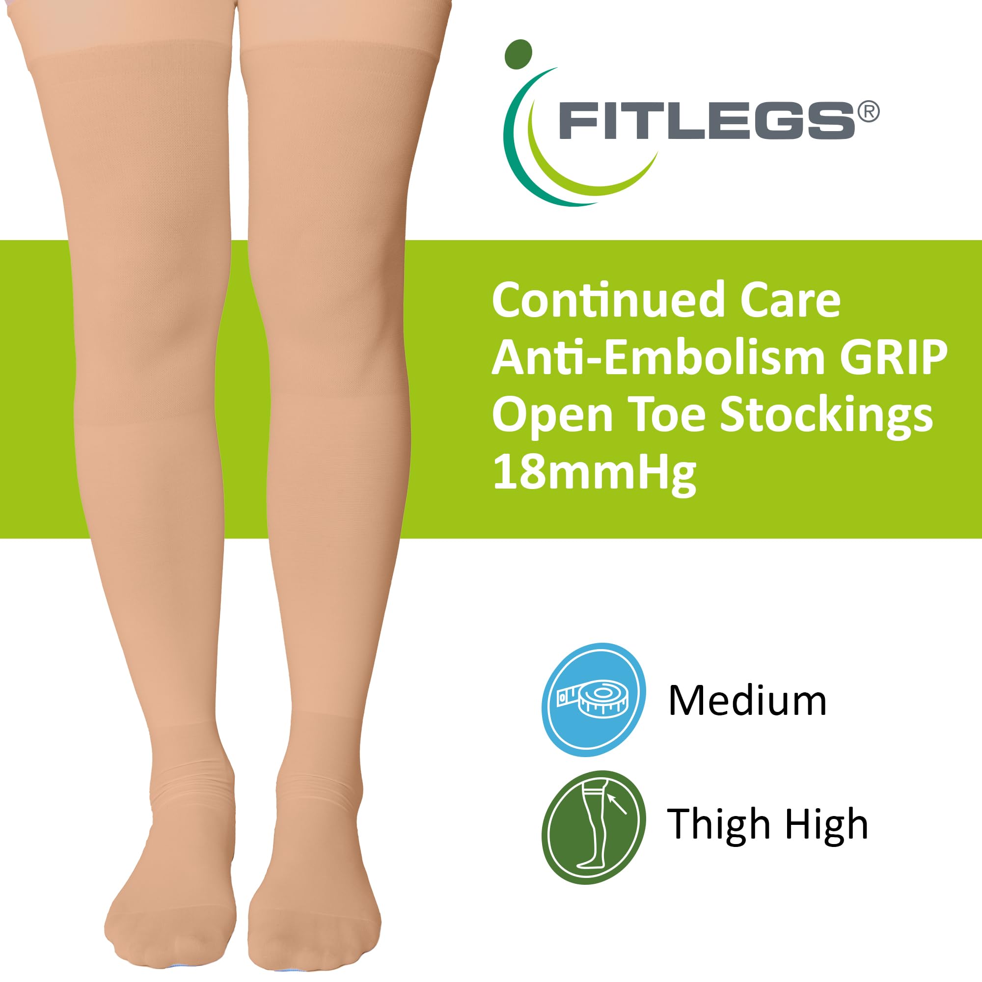 FITLEGS AES Grip, Thigh Length - Medium - Beige - Image 2