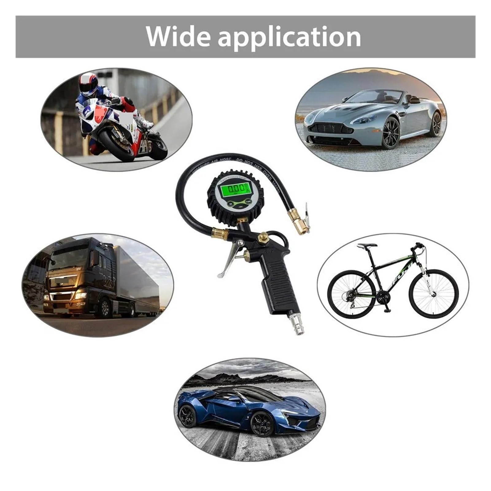 Cyfrowy Wyświetlacz LCD Dla Auto Car Bike Motor Podświetlenie LED Tester Pojazdu Samochód UE Wskaźnik Inflatora Ciśnienia Powietrza W Oponach łAtwy W UżYciu