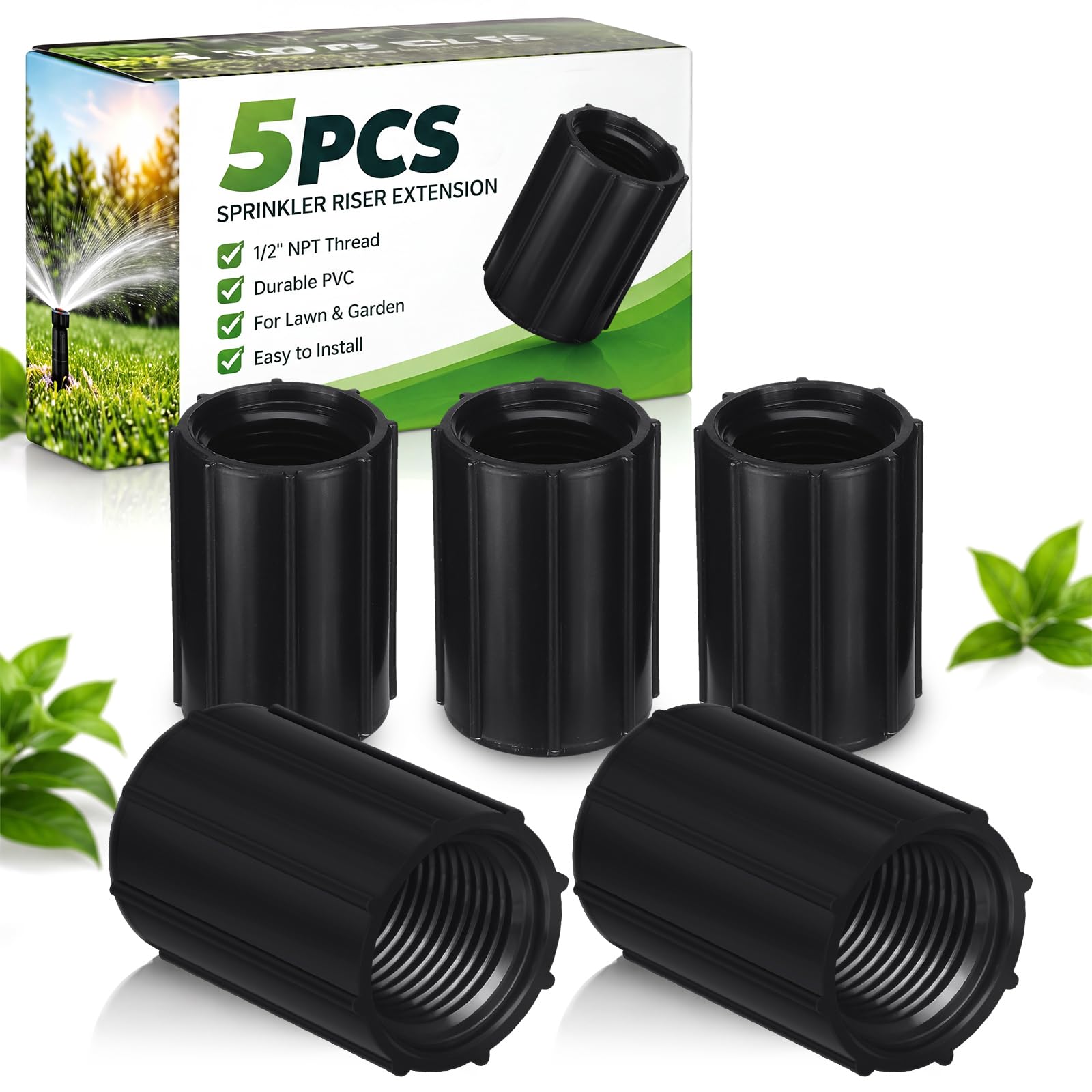 Yahenda 5 Pcs 1/2 Inch Double Female Thread PVC Coupling