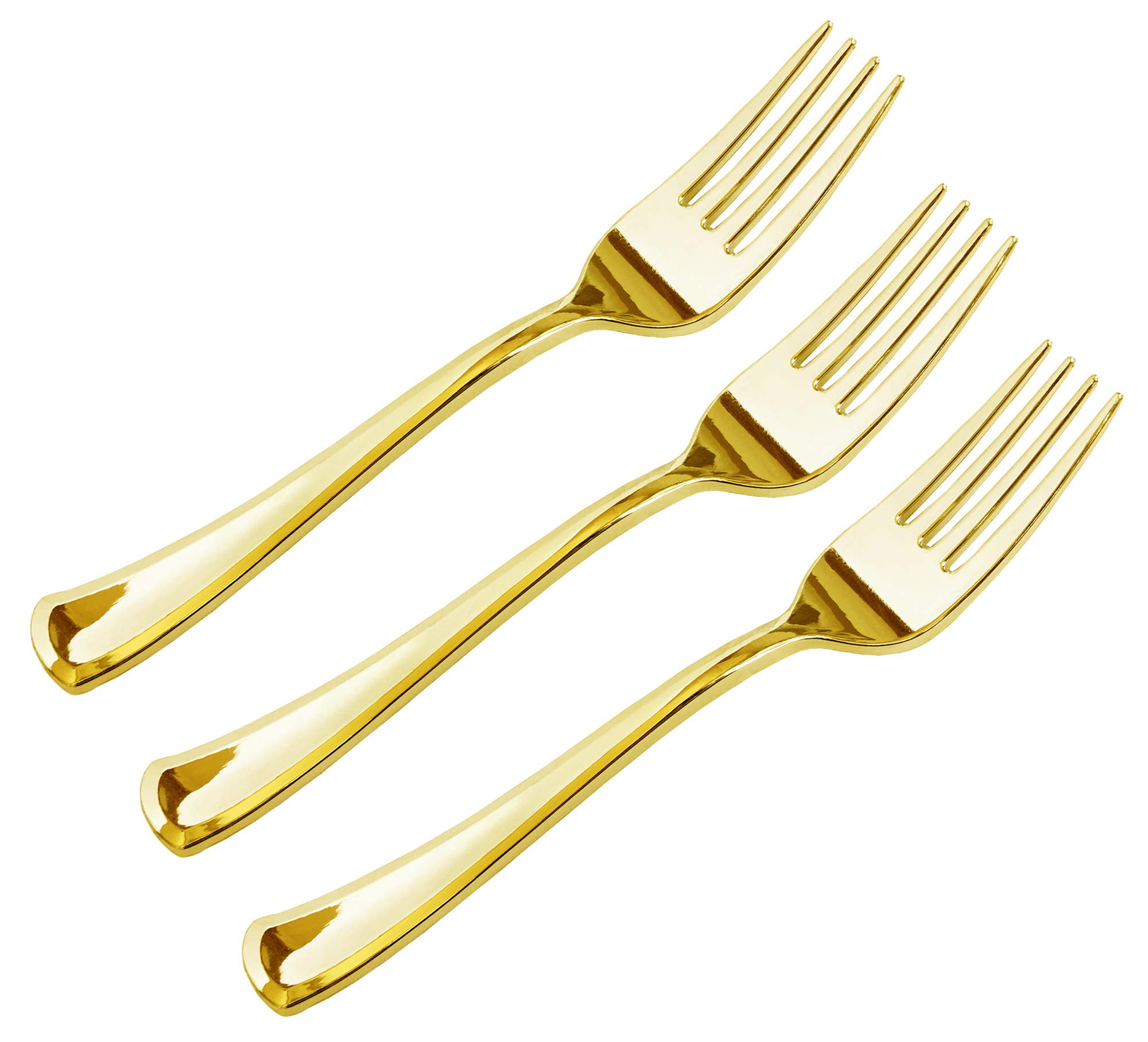 JL Prime 50 Piece Gold Plastic Forks Bulk Set, Gold Plastic Cutlery Set, Heavy Duty Utensils for Party & Wedding, Disposable Gold Flatware, Gold Plastic Forks 50 Pack