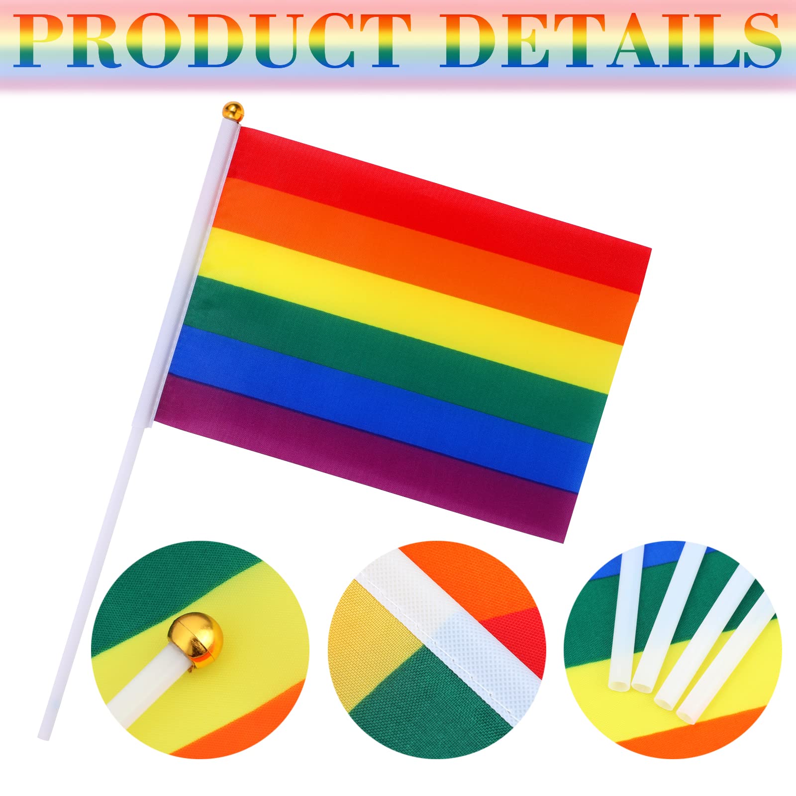 60 Pièces Petit Drapeau Arc En Ciel pour Marche des Fiertés Pride LGBT LGBTQIA+