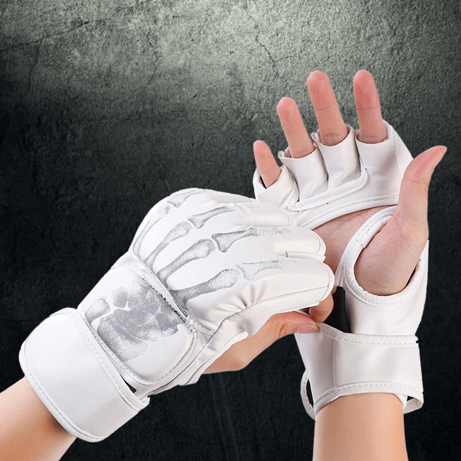 Boxhandschuhe Trainingshandschuhe Kampfsporthandschuhe Schutzhandschuhe mit Halbfinger Design Aus Pu Und Polsterung für Sparring Und Fitness.,