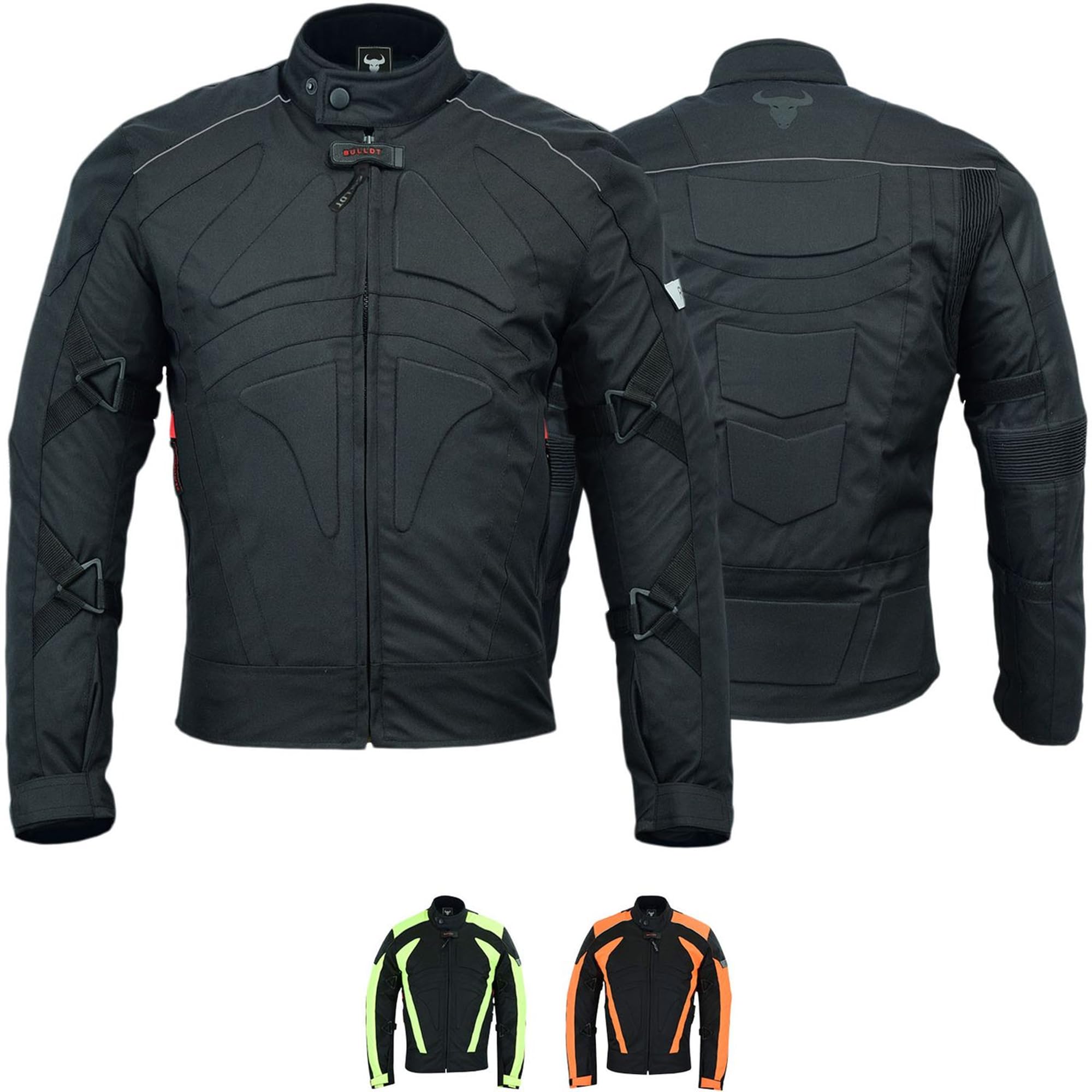 BULLDT Motorradjacke Herren textil kurze Bikerjacke mit CE2-Protektoren - Sportlich Bodyfit dehnbaren Einsätzen, 4 Taschen, Abnehmbar Futter, aus 4 Schichten, Winddicht, Reflektierend -