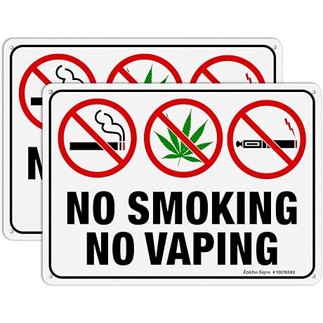 Faitooo No Smoking No Vaping Signs, 2-Pack for Indoor, Outdoor, Aluminum