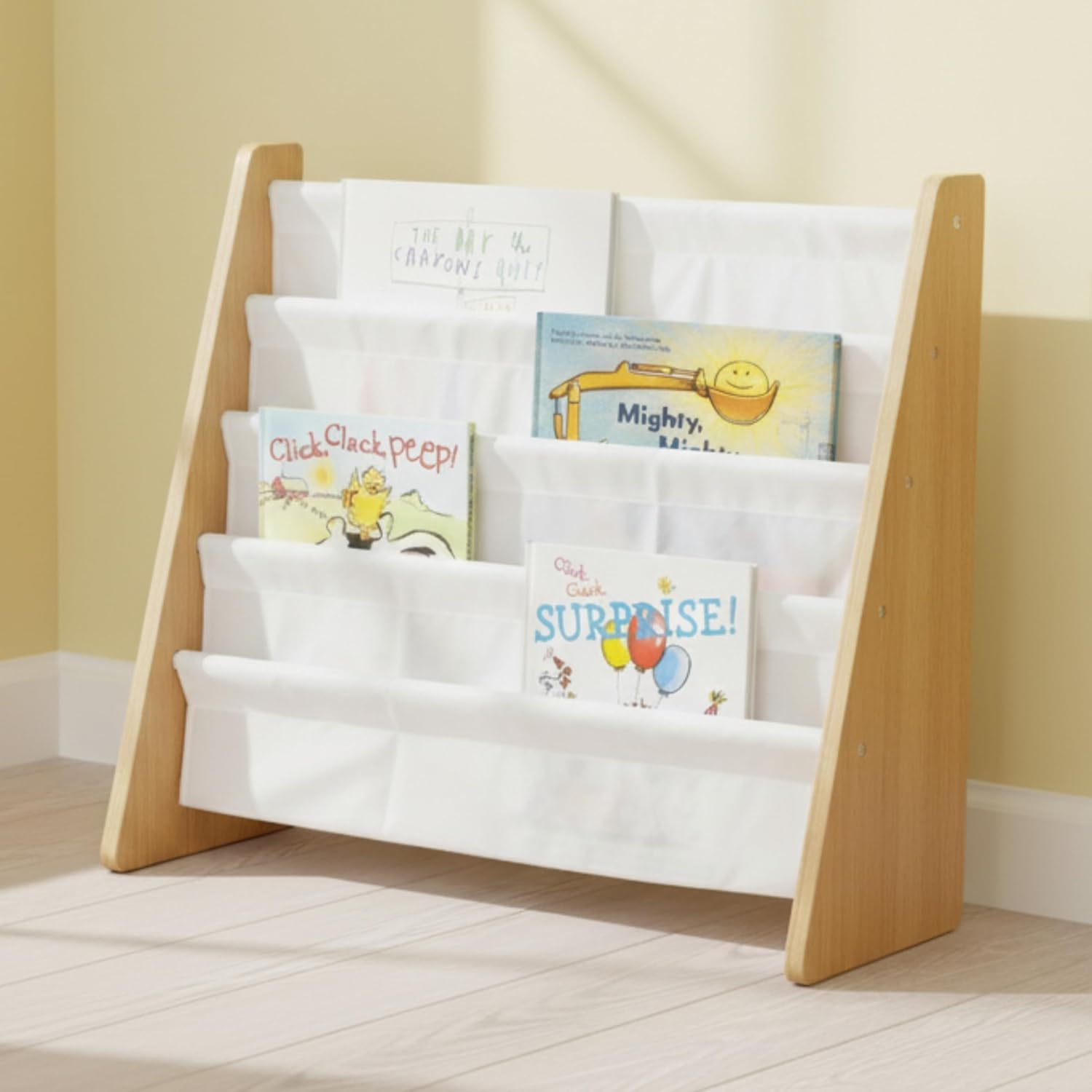 Humble Crew 4Tier Kids Bookshelf Natural Wood White Premium