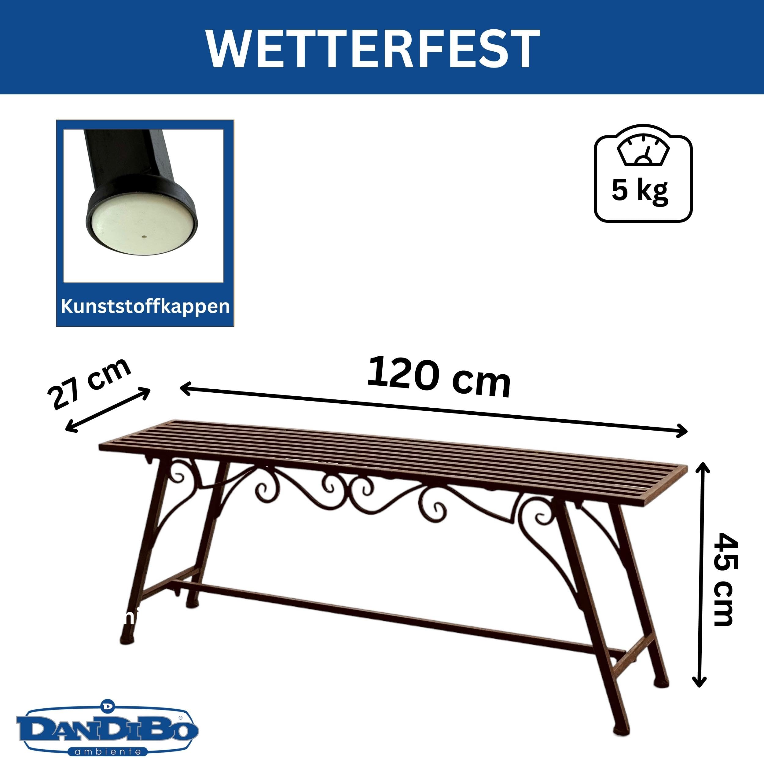 DanDiBo Ławka siedziska CUCCIO-XL B-120 cm 77824 ławka ogrodowa wykonana z metalu meble ogrodowe