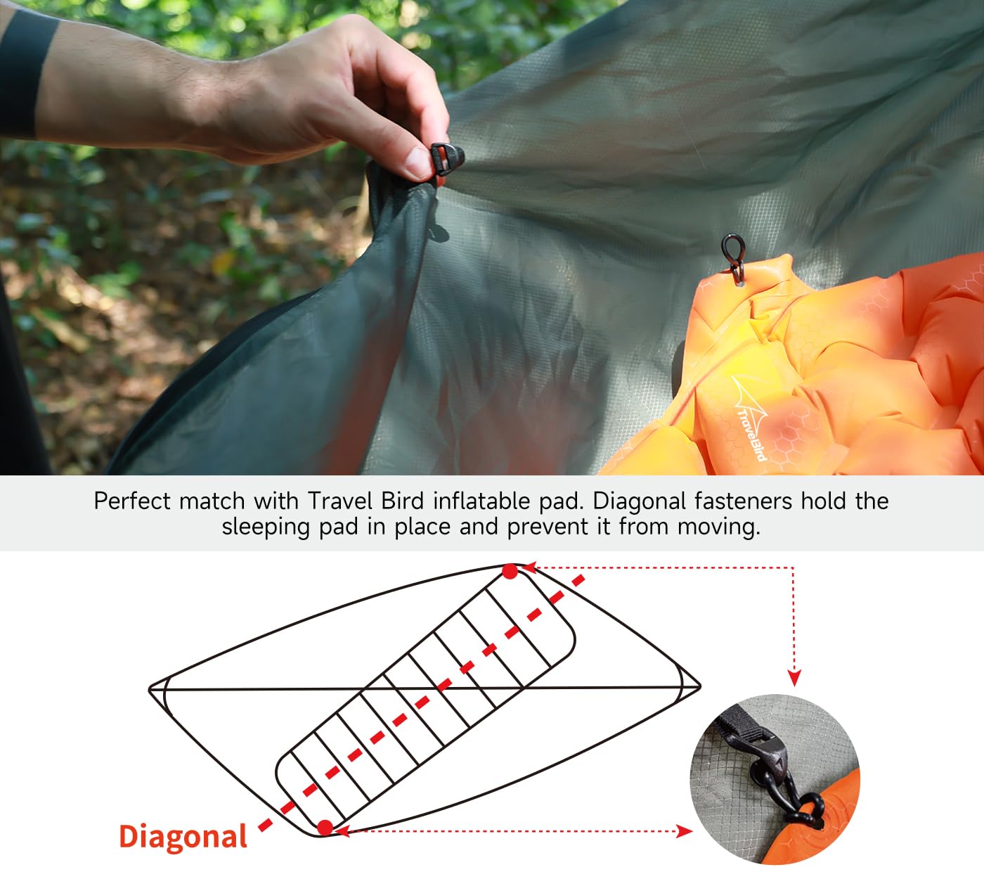 NomadNest - Hamaca de campamento de 11 pies con red y cuerda de cresta, malla desmontable completamente abierta, hamacas portátiles ligeras para camping, senderismo, mochilero 9
