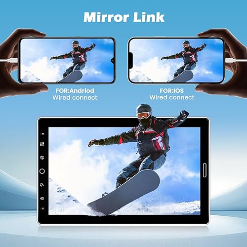 Miniatura 4 de Hikity Estéreo de coche de un solo DIN Carplay Android Auto extraíble de 10.1 pulgadas con pantalla táctil Bluetooth FM Mirror Link Cámara de