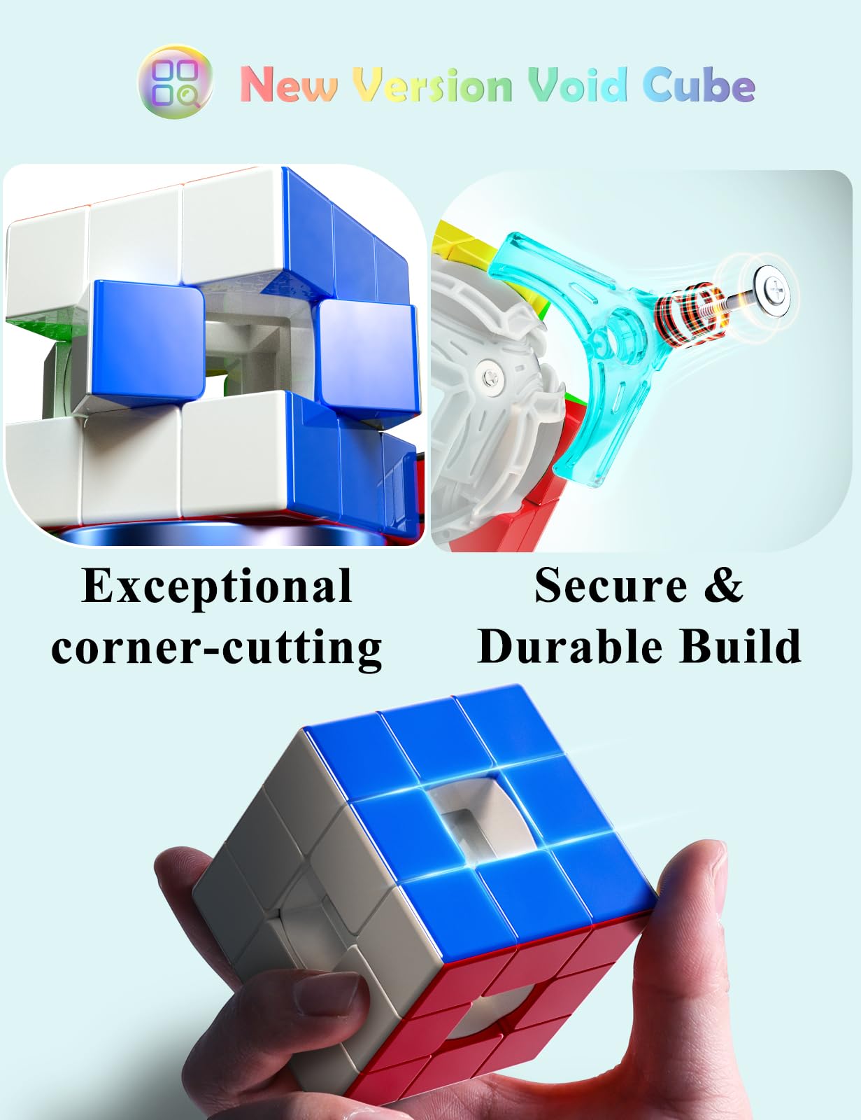 ROXENDA 3x3 speed cube pro magic cube - bez naklejek 3x3x3 pusta magiczna kostka z płynnym mechanizmem obrotowym, puzzle 3D z kolektorem Speed Cube