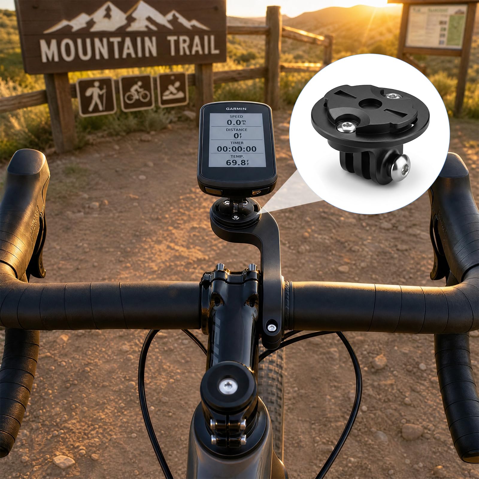 YPLANGENT Fahrradcomputer Halterung Adapter Action Cam Adapter, Fahrradlicht Halterung, 22–24 mm Lochabstand, Unterbau Adapter mit Schrauben für Radcomputer, Sportkamera, Rücklicht Sport & Freizeit