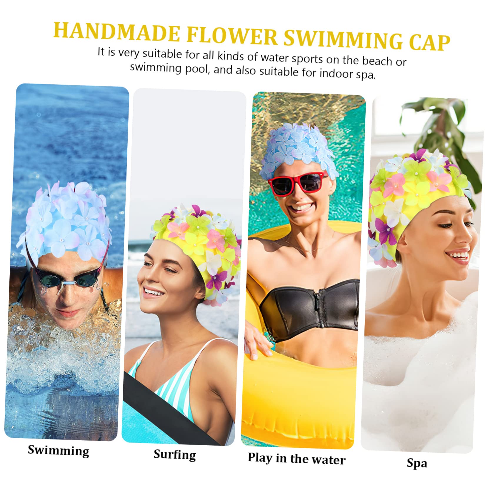 Happyyami 10pièces Bonnets De Natation Caps Réutilisables Bonnet De Bain Élégant pour Piscine Et Spa
