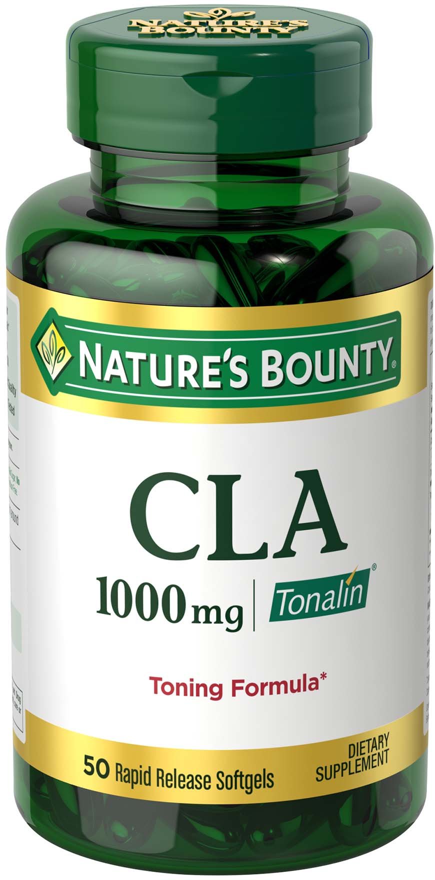 Nature's Bounty Tonalin Pills and Dietary Supplement, Diet and Body Support, 1000 mg, 50 Rapid Release Softgels