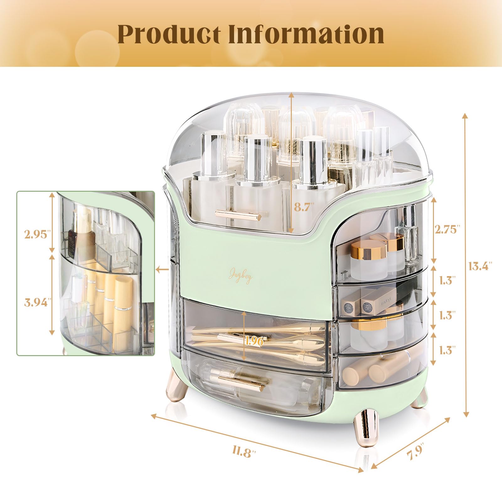 Make-up-Organizer und Aufbewahrung, großes Fassungsvermögen, Kosmetik-Organizer mit wasser- und staubdicht, Make-up-Organizer für Schminktisch mit Deckel und Schublade, passend für Badezimmer