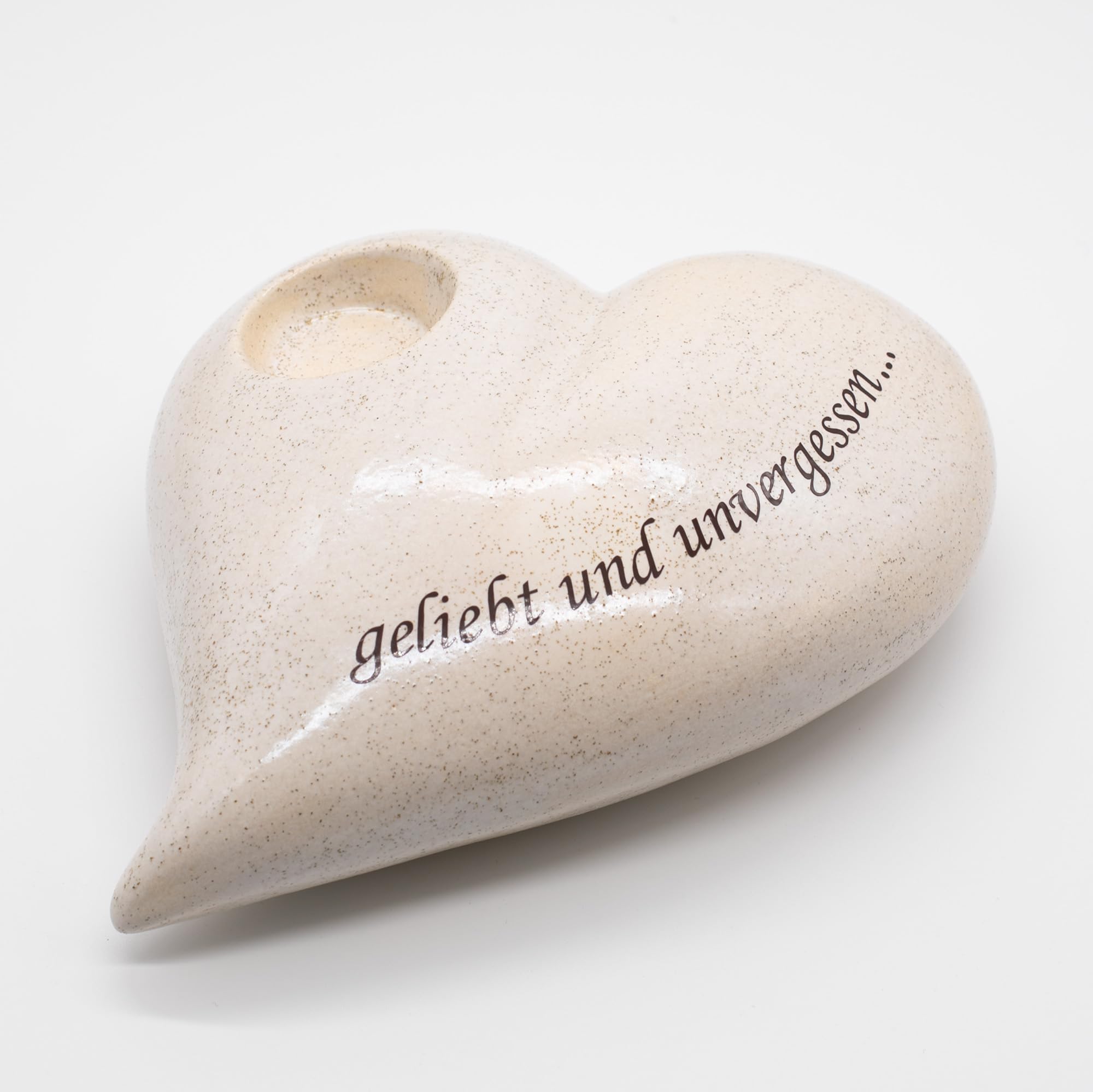 Herzurne mit Teelichteinfassung, für Tiere bis ca 18 kg, Sandsteinfarben, Keramik, wetterfest, Innen- und Außenbereich geeignet, Trauerfeier (Memorial Service)