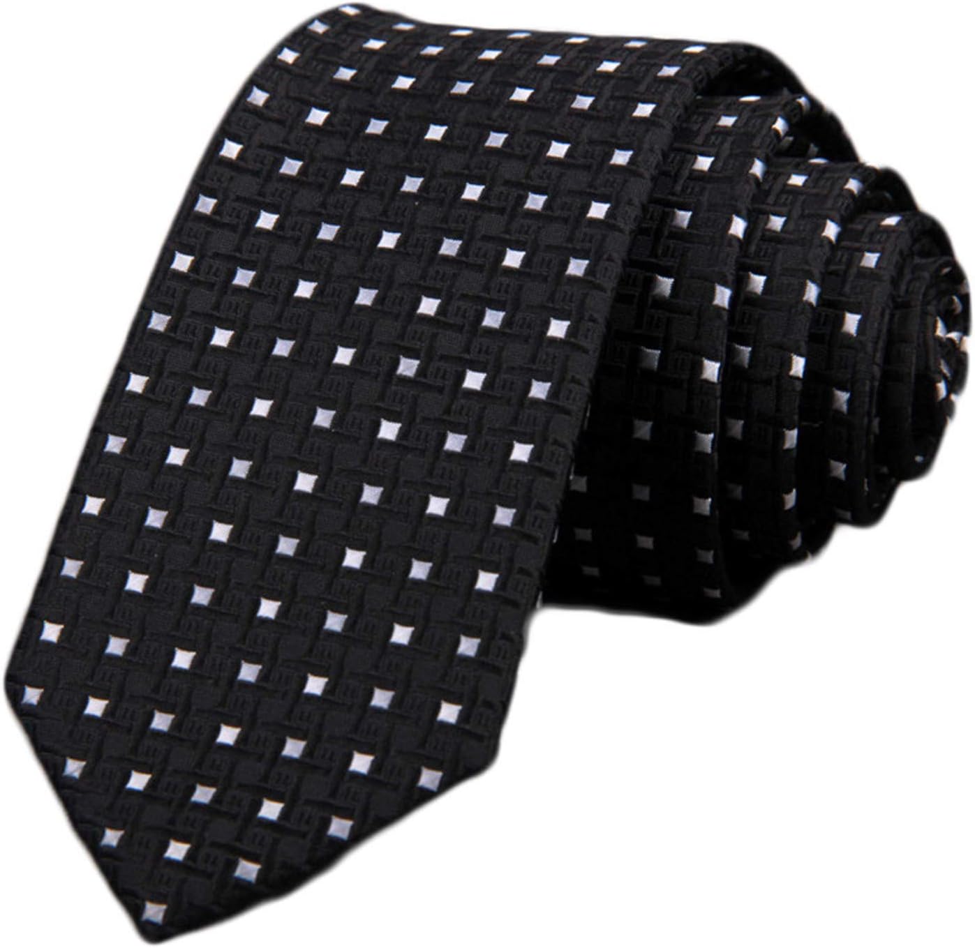 Andongnywell Men's Slim Skinny Tie Checkered Polka Dot Striped Ties Trendy Woven Formal Dress Business Necktie