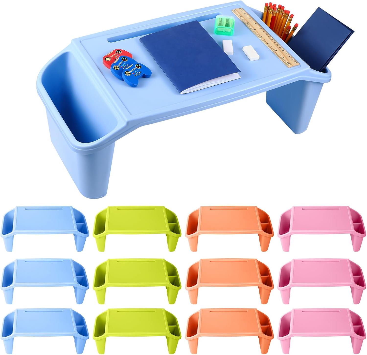 Honoson 12 Pcs Kids Lap Desk Tray Plastic Portable Desk
