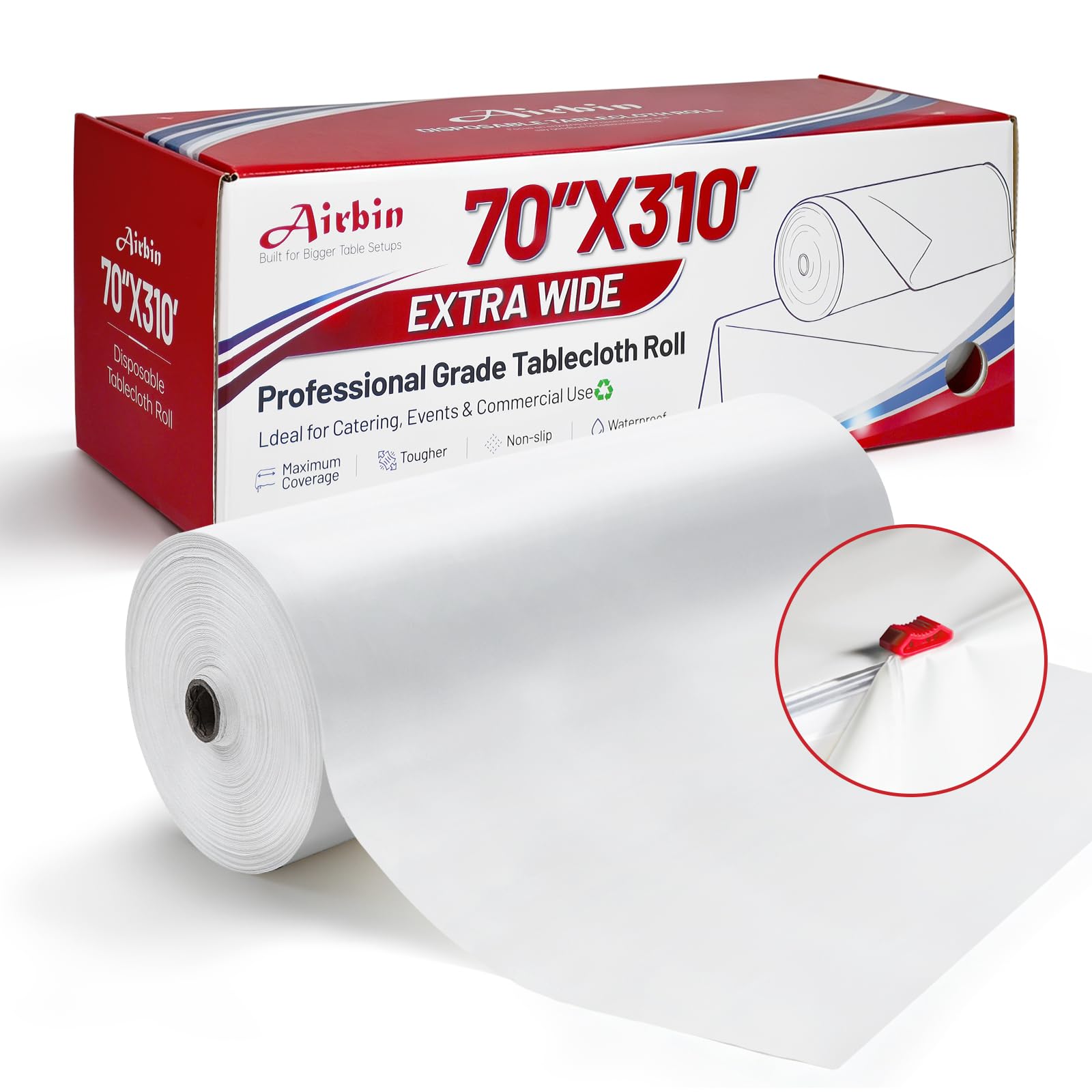 Plastic Table Cloth Disposable, 70 in x 310 ft Plastic Table Cover Roll