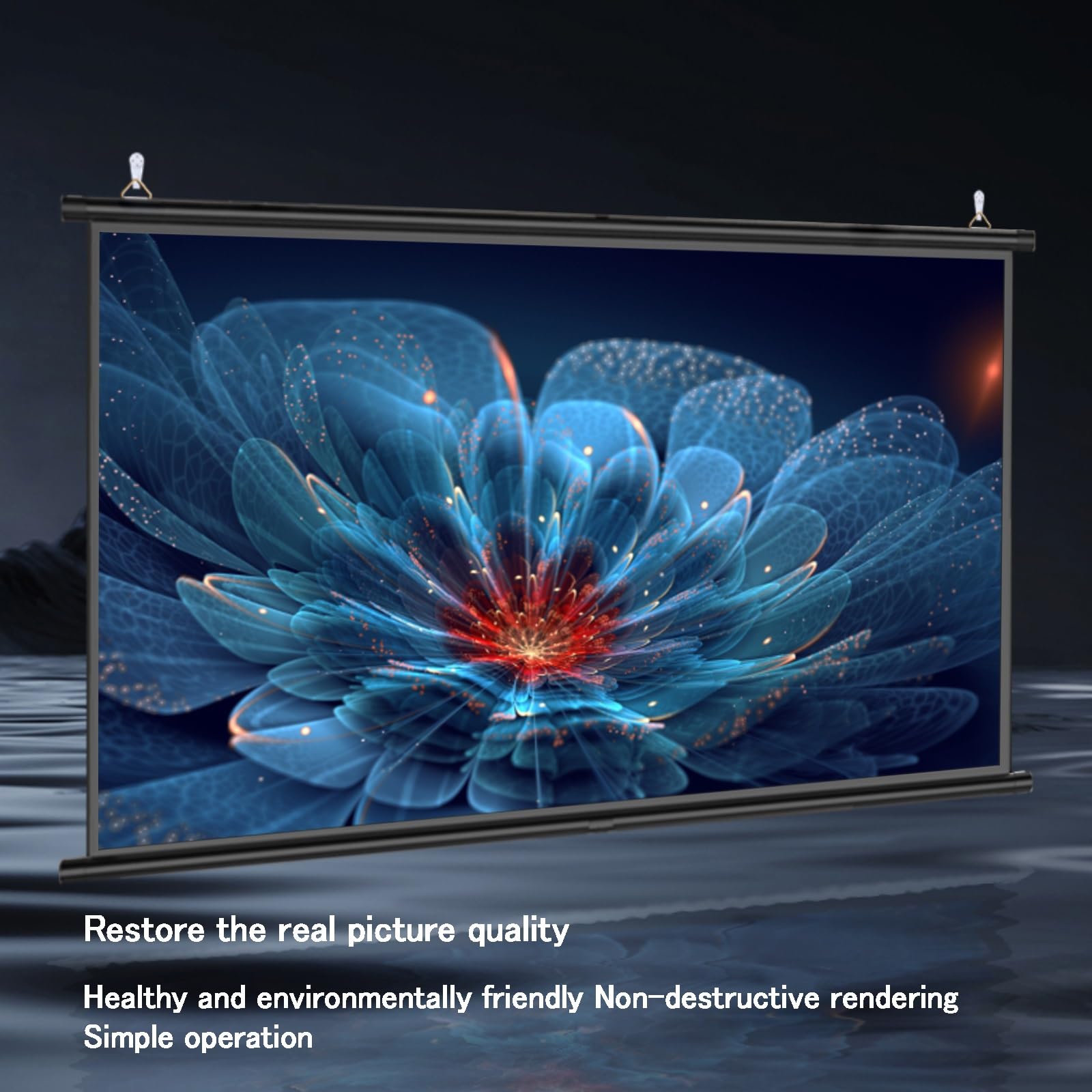 M Plus Écran De Projection 100" 16:9 4K HD Manuel Avec Trépied, Mécanisme De Verrouillage Automatique, écran De Projection Mural Pour Cinéma Maison, Cinéma, Intérieur Et Extérieur