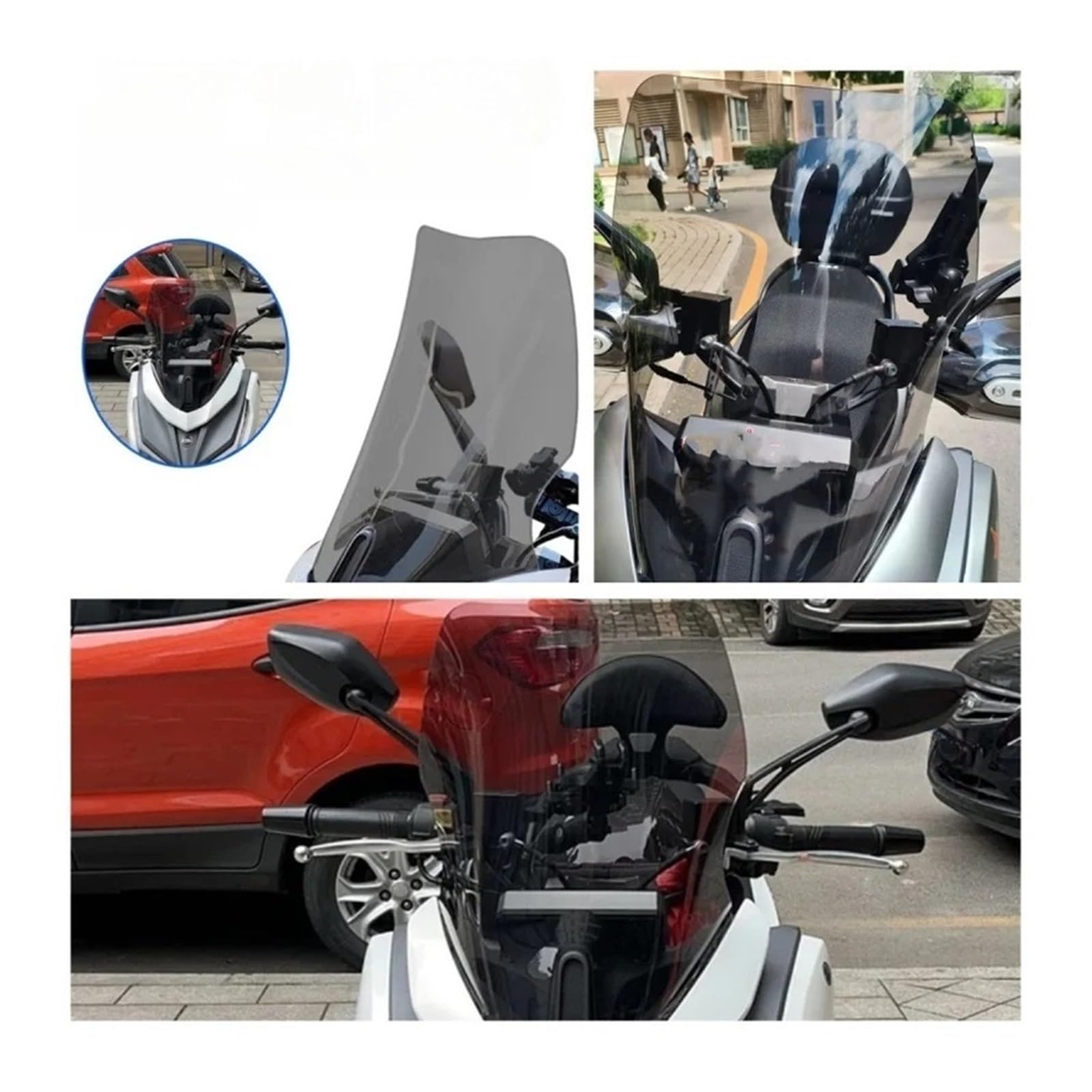 Parabrisas Pantalla Moto Kit De Deflectores Viento para Motocicletas para S&ym Jet 14 Y para EVO 125, 150 200. Incluye Parabrisas Delantero, Visera Completo