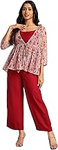 Janasya Women's Pure Cotton Ethnic Motifs Printed Straight Kurta Pant Set
