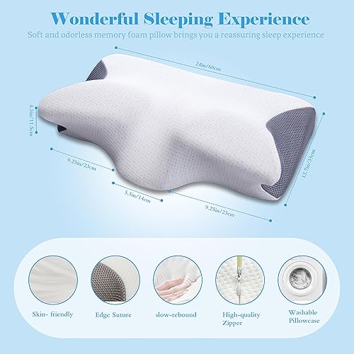 Miniatura 4 de Almohada de espuma viscoelástica de contorno actualizada 2023 para dormir, soporte cervical ortopédico para alivio del dolor de cuello, hombros y