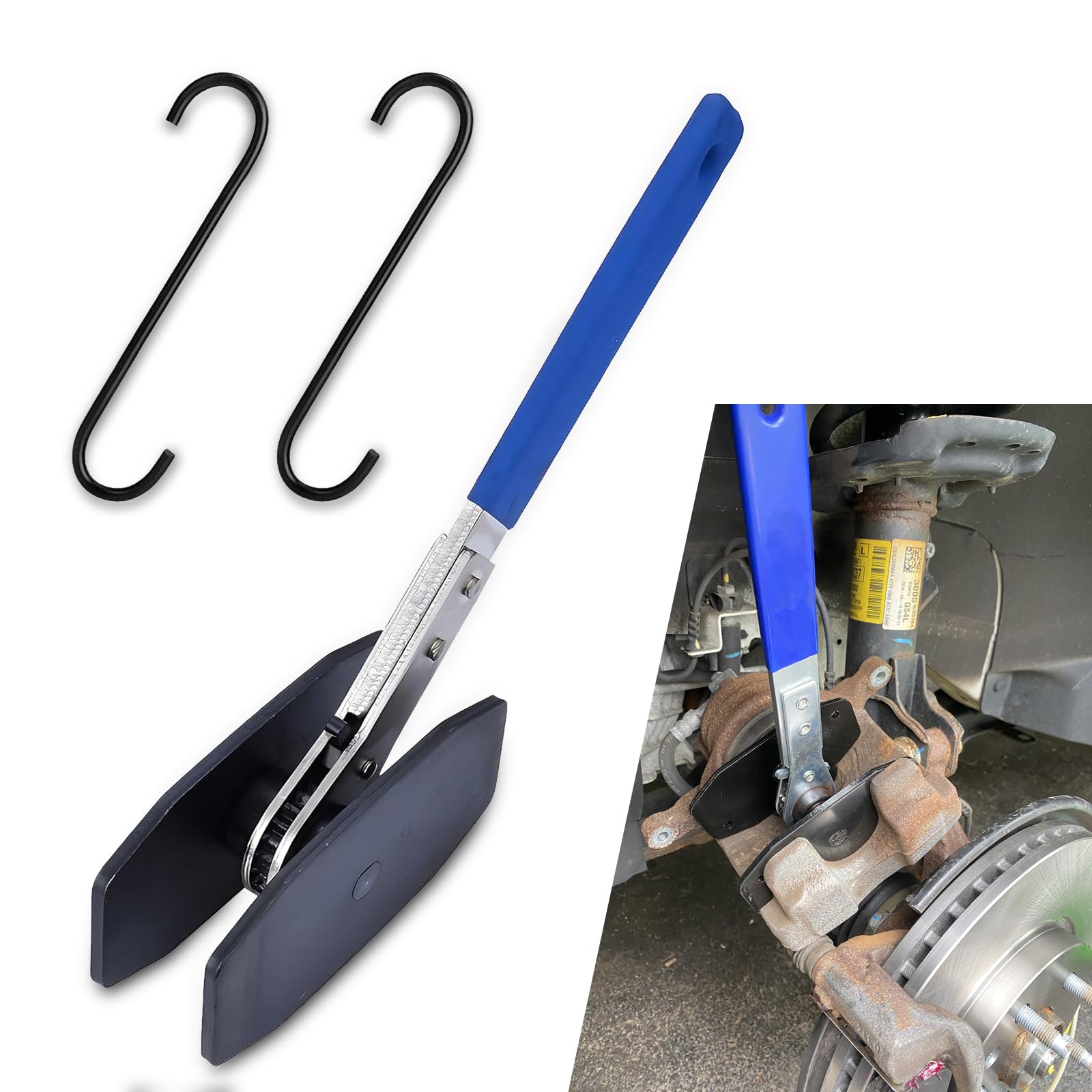 Pack-1 Car 4-in-1 Disc Brake Piston Separator, Disc Brake Piston Compressor Wrench, Ratchet Brake Caliper Repair Installation Parts, Universal for Cars Brake Caliper Press Tool (Blue & Black)