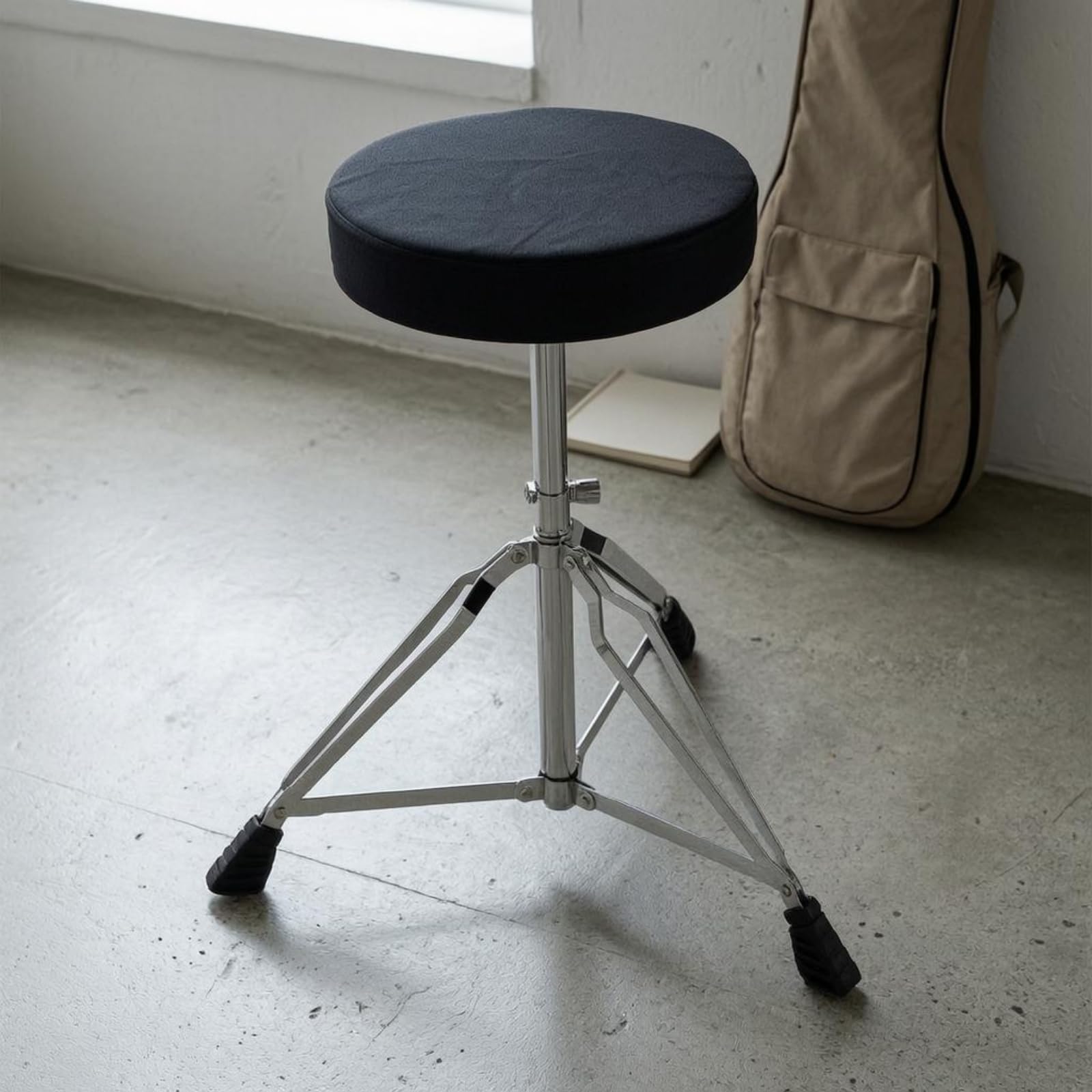 kowaku Asiento de Batería Ajustable Taburete Trípode Silla Plegable Banco Acolchado con Regulable y Base Antideslizante Adecuado para Escenario Escuela de Música