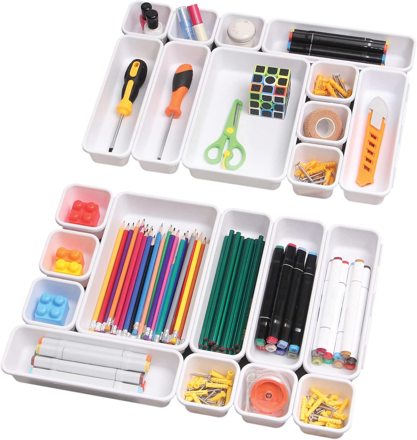 Set of 22 Interlocking Desk Drawer Organizer Tray Dividers