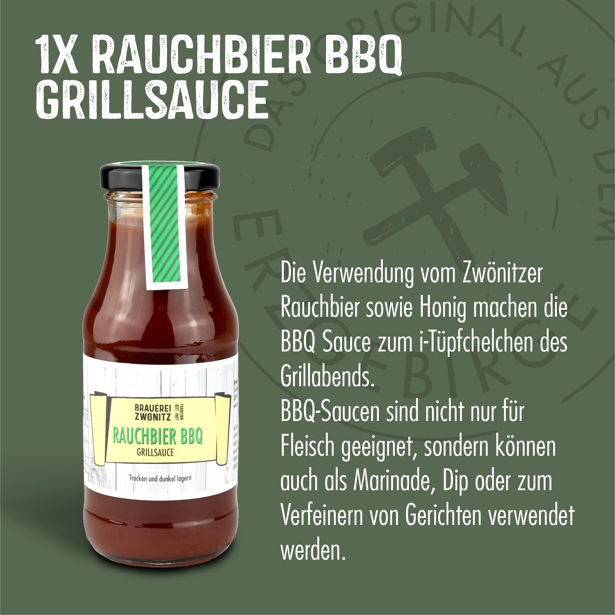 Brauerei Zwönitz – Papas Grillbox – Grill Set mit Bier, Senf & BBQ Sauce - BBQ Geschenkset - Grill Geschenke für Männer - BBQ Zubehör - Geschenke für Grillfans
