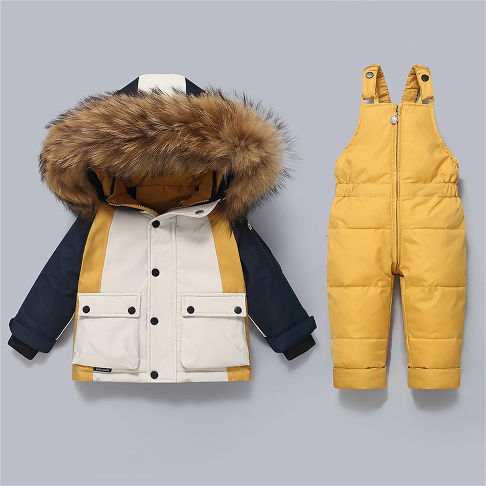 Schneeanzug Kinder Skianzug Baby Mädchen Junge Verdickte Warm Schneeoverall Zweiteilig Daunenjacke Set Puffer Schneehose 2 Teilig Winddicht Thermo Winteroverall