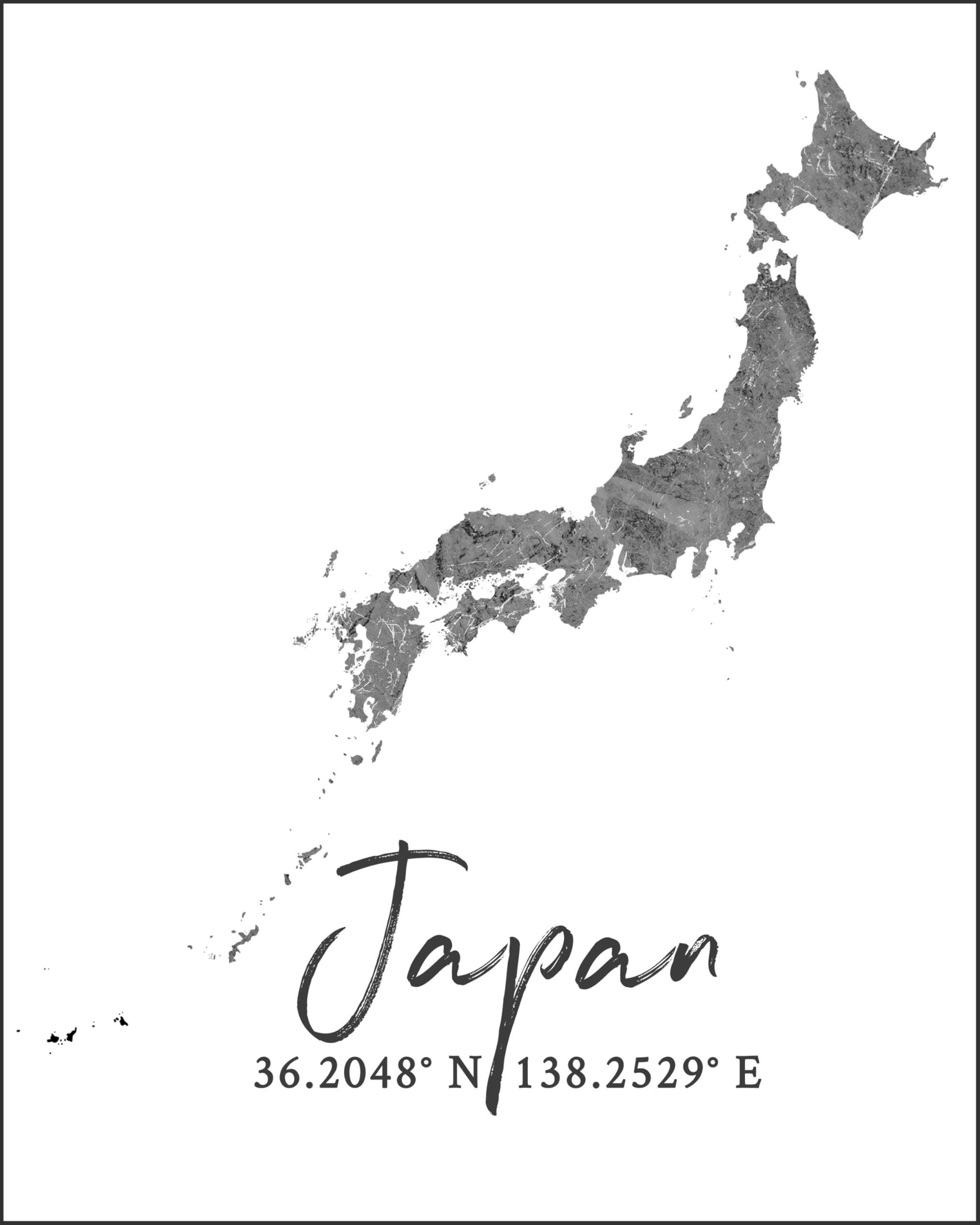 Amazon.com: WESTBROOK DESIGN STUDIO Japan Map Wall Art Print