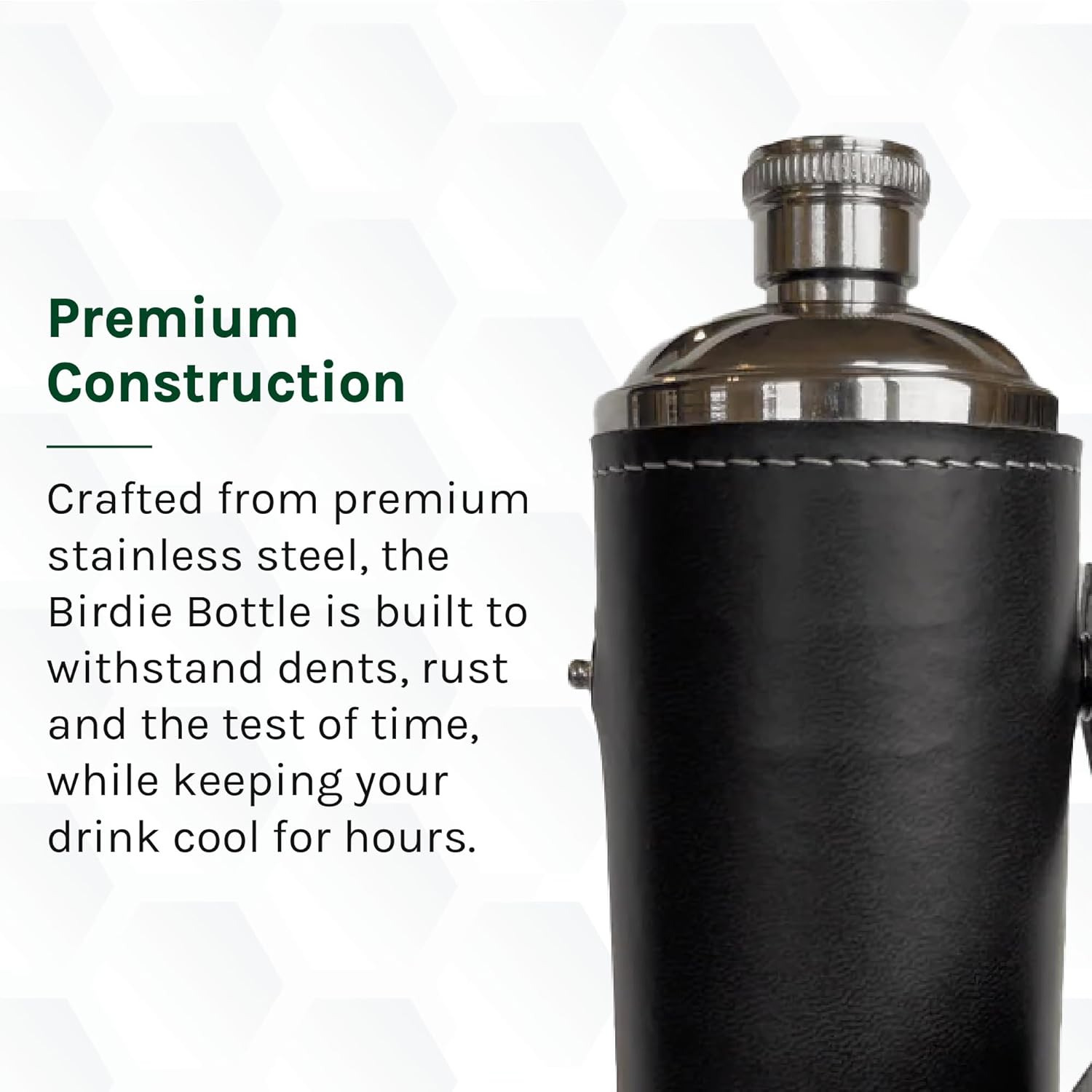 12oz Black Flask with 4 Shot Glasses in Cap – Stainless Steel with Waterproof Leather Case, Leakproof, Reusable, Travel