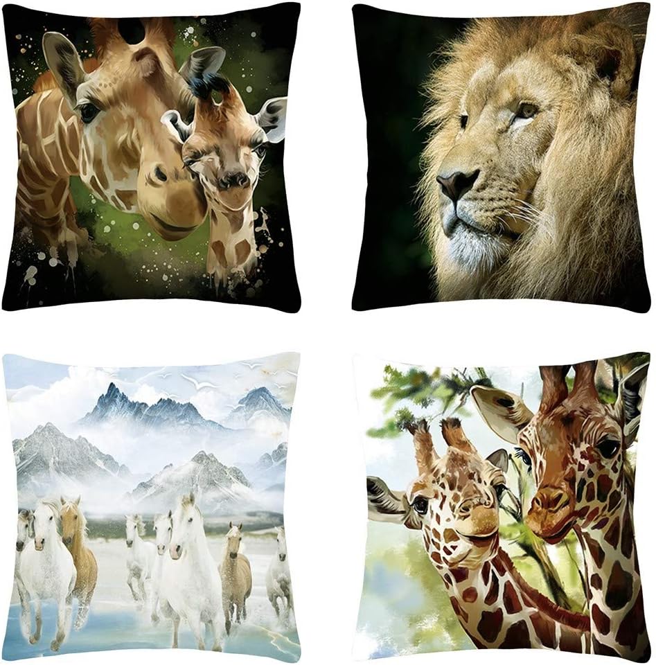 Onegirl Cute Animal and Nature Series Printing Throw Pillow Covers 18"x18" Polyester Cotton Couch Pillow Case Square Pillowcase Cushion Cover Decorative for Sofa, Bed and Car