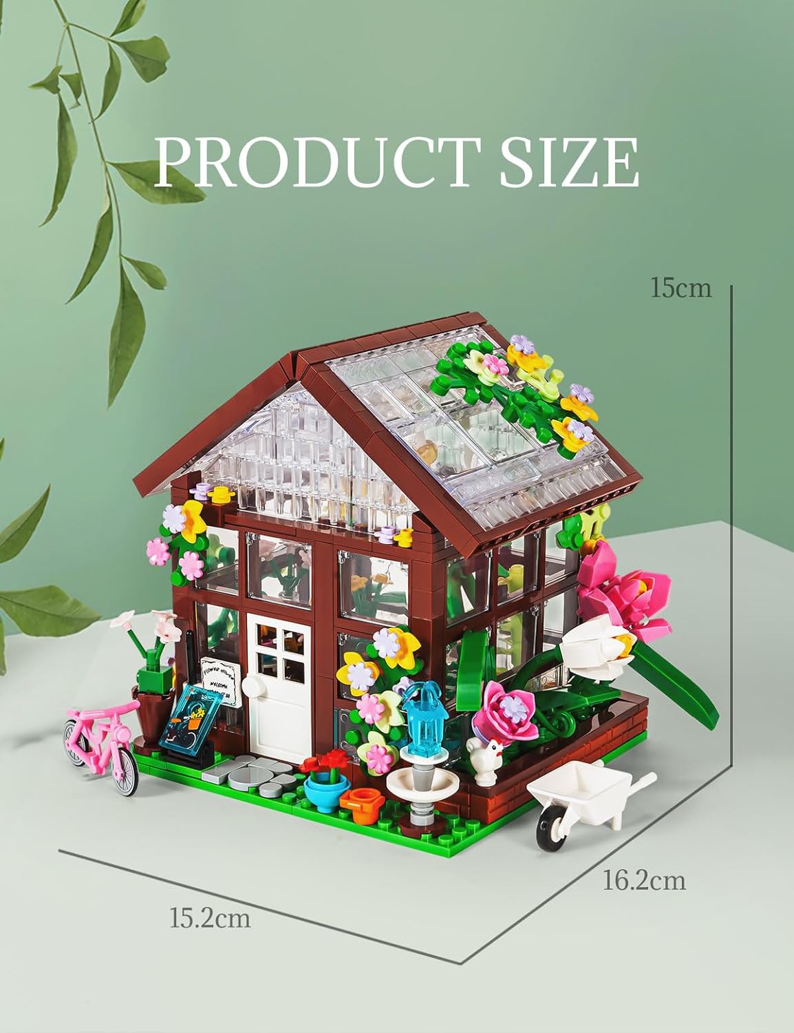 SEMKY City Series Flower House Building Blocks Set with LED Lights, (579Pieces) Creative Flower House Model Gifts for Kid and Adult