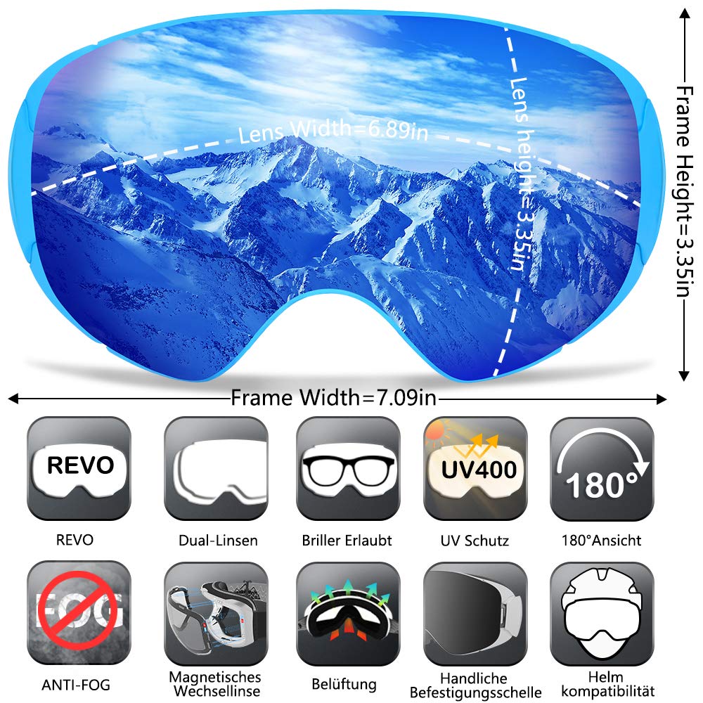 Skibrille Unisex Anti-Fog – Mit Doppellinse, UV-Schutz, Helmkompatibel Für Kinder & Erwachsene