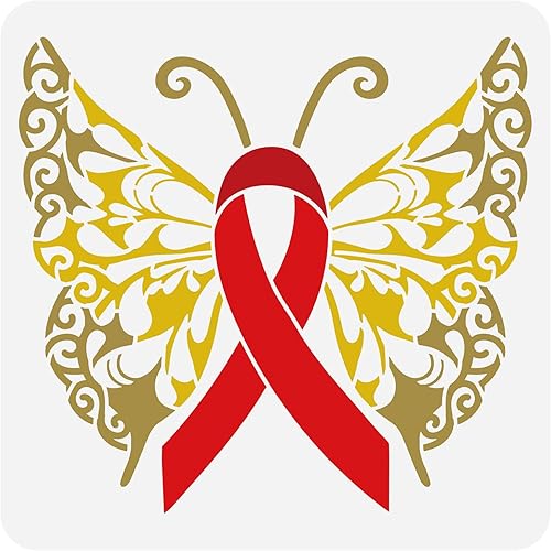 FINGERINSPIRE Plantilla de pintura de mariposa de cinta roja de 11.8 x 11.8 pulgadas, hermosa mariposa con cuerpo de cinta, plantilla de prevención