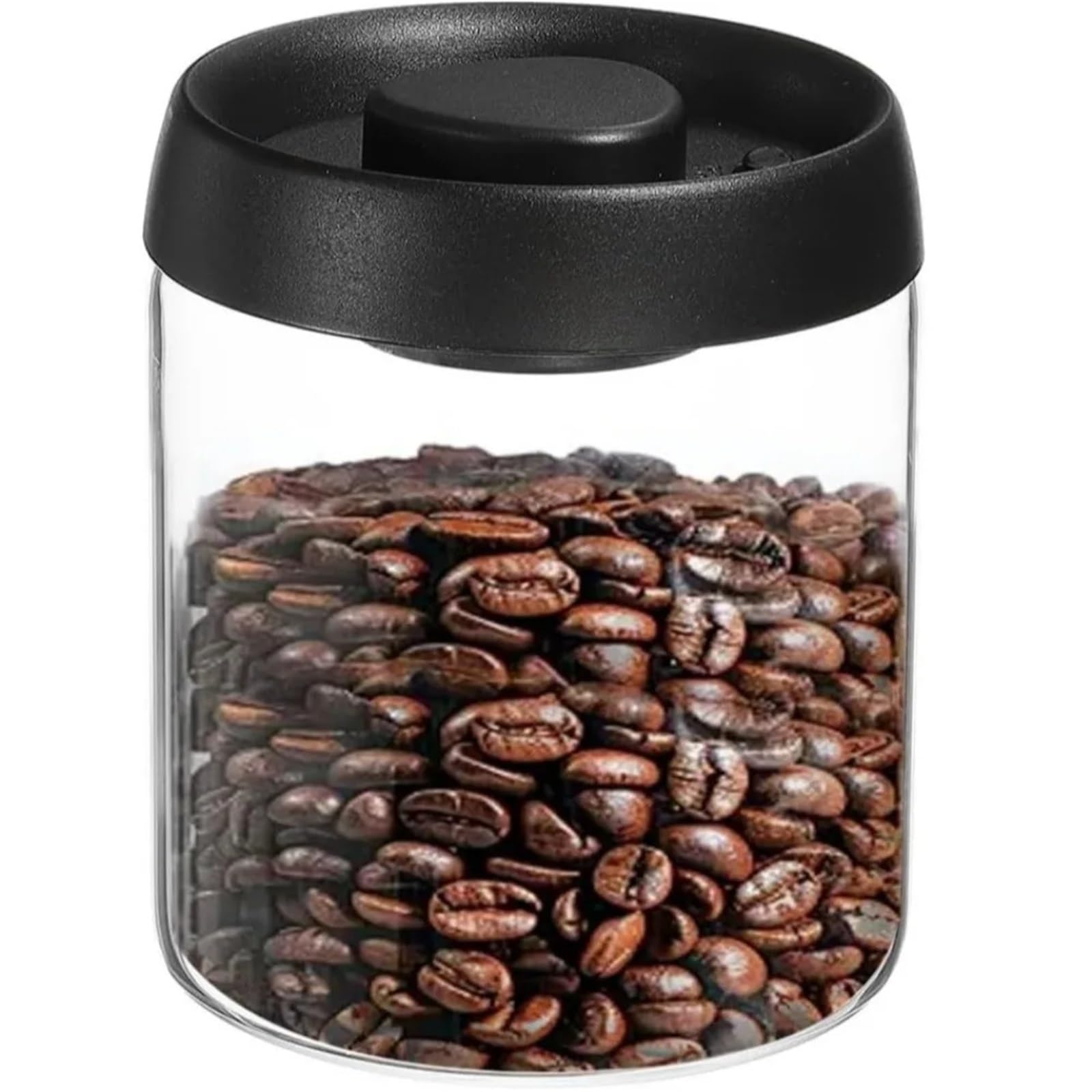 ASMJHQCLW Kitchen Storage Jar, Coffee Vacuum Container Glass Bean Storage Jar With Airtight Lid