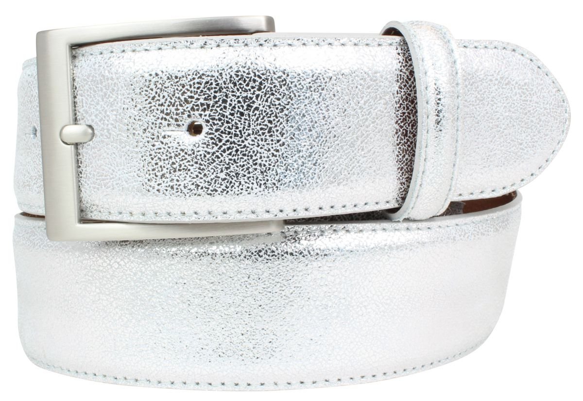 BELTINGER Herren-Gürtel Metall-Optik Echt Leder 4 cm | Leder-Gürtel Metallic-Look 40mm für Herren | Hochwertiger Metall-Ledergürtel