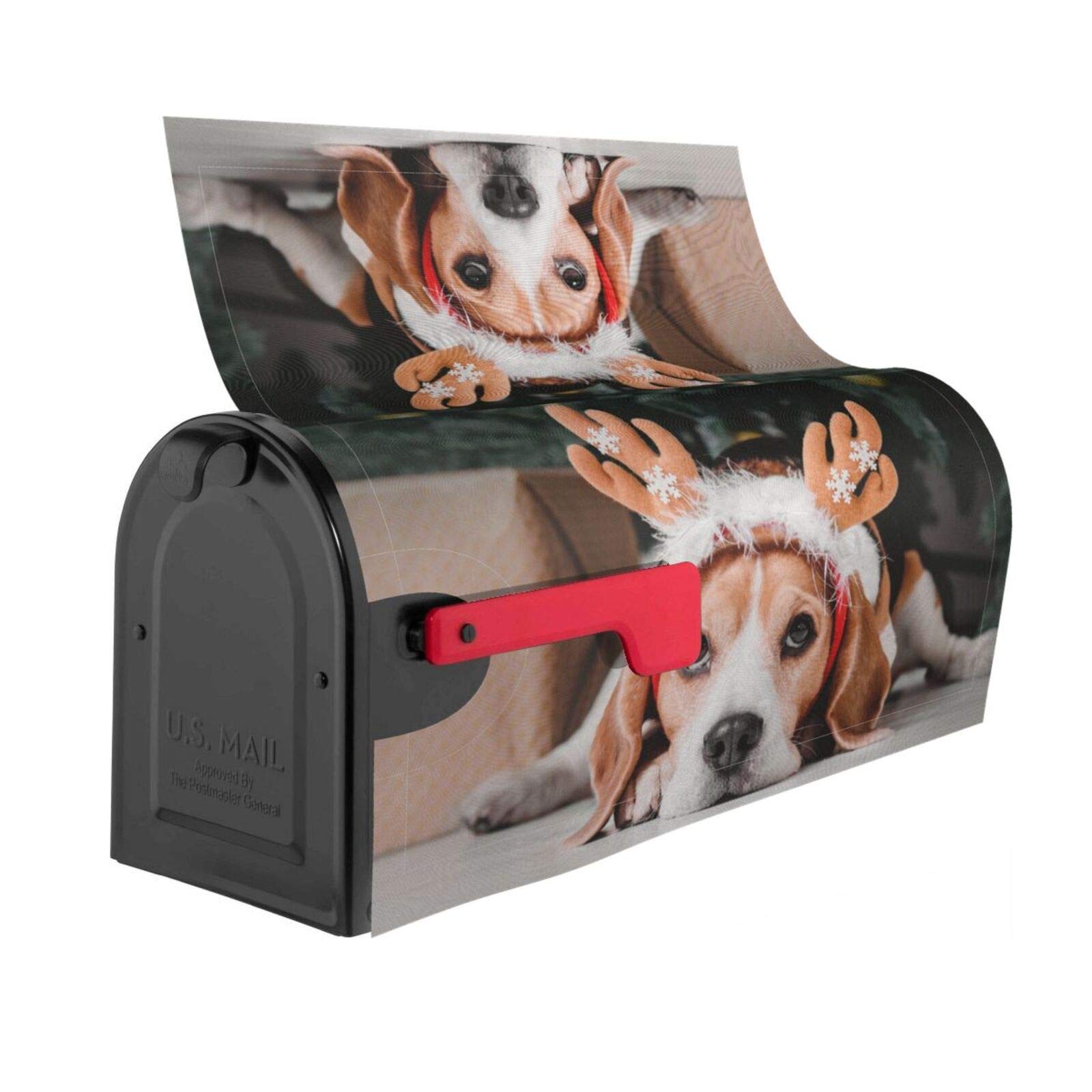 Delerain Beagle Dog Mailbox Cover Waterproof Oxford Magnetic Mailbox Wraps Letter Post Box Home Garden Outdoor Decorative for Standard Size 21 x 18 in