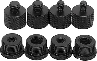 Adaptador de suporte de microfone de 8 peças, pacote combinado de adaptador de parafuso de rosca de 5/8 a 3/8 e 5/8 a 1/4 de microfone, rosca de adaptador de parafuso de microfone para tripé de câmera