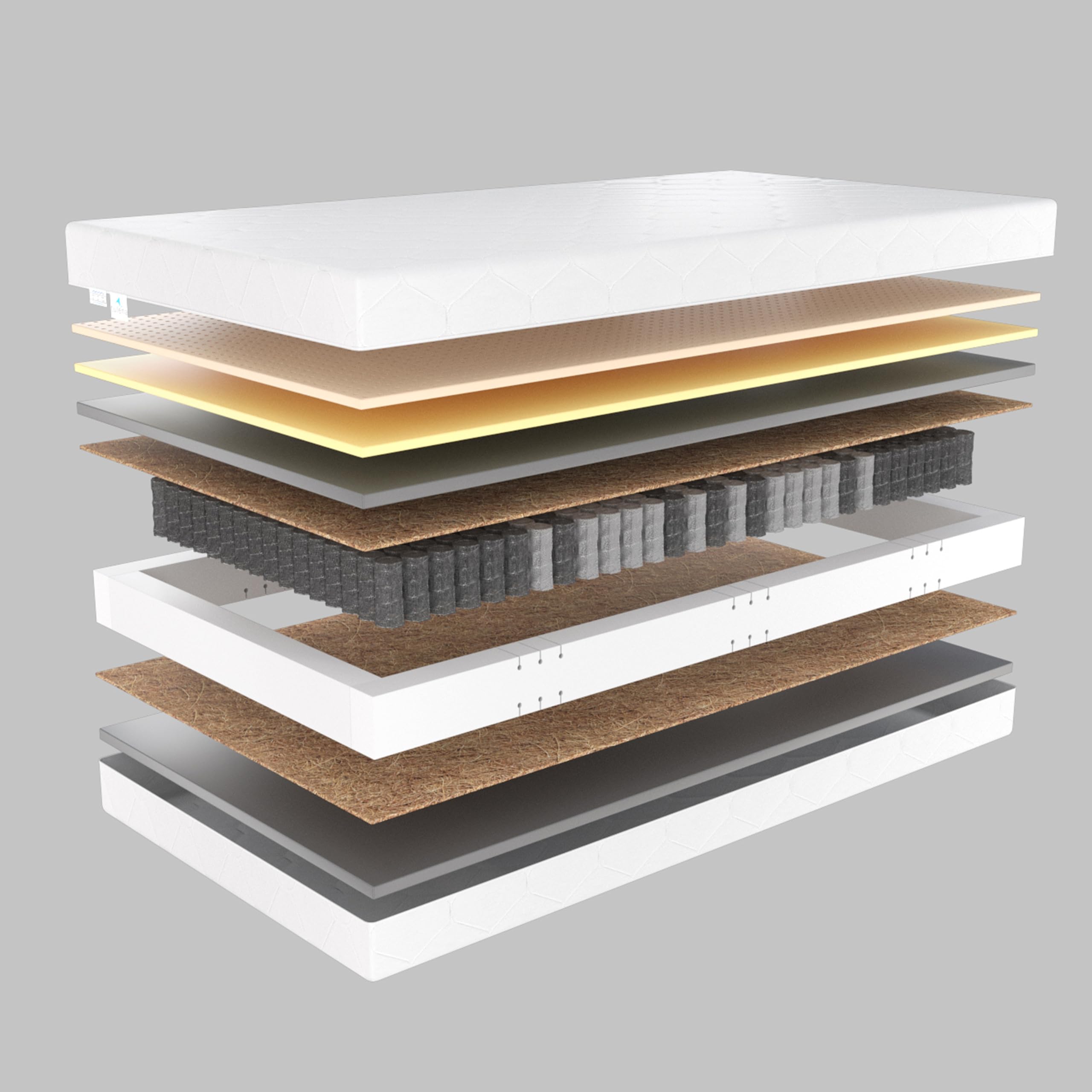 TULENA NOX Matelas 100 x 190 cm avec Mousse à mémoire de Forme et Latex| Matelas à Ressorts Ensachés | Fermeté H4 + H5 Confort Plus 25 cm d'Épaisseur | Enroulable réversible